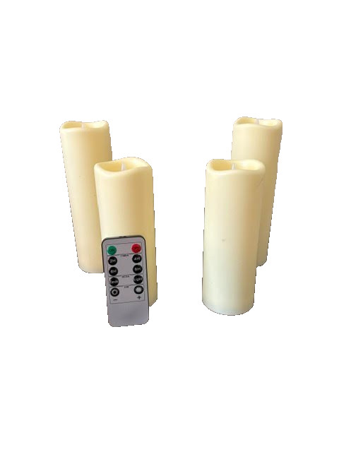 LED Flameless Pillar Candles with Remote – Waterproof- 4 in set