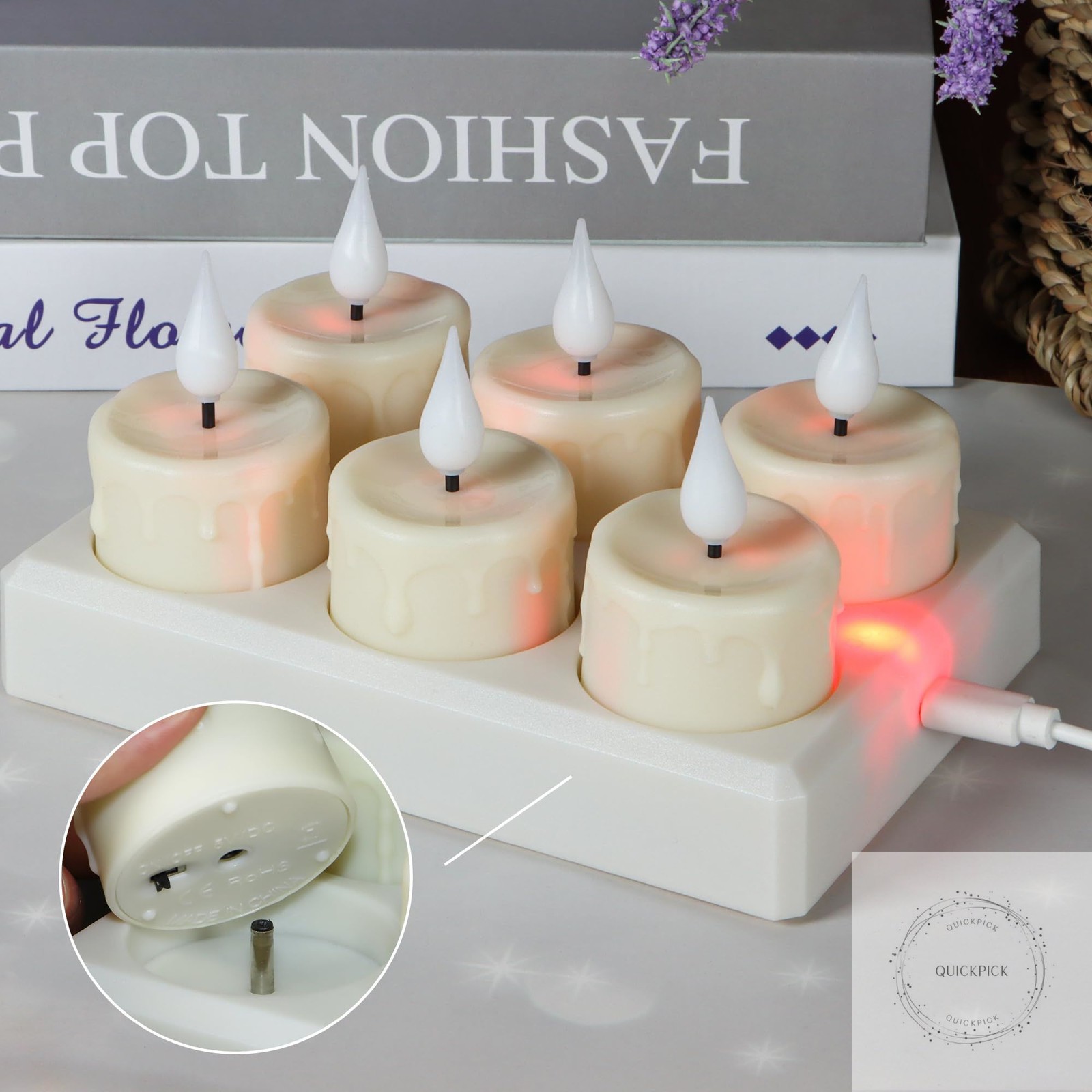 Rechargeable Tea Lights with Remote and Timer, 6pcs Flameless Candles LED Flicke