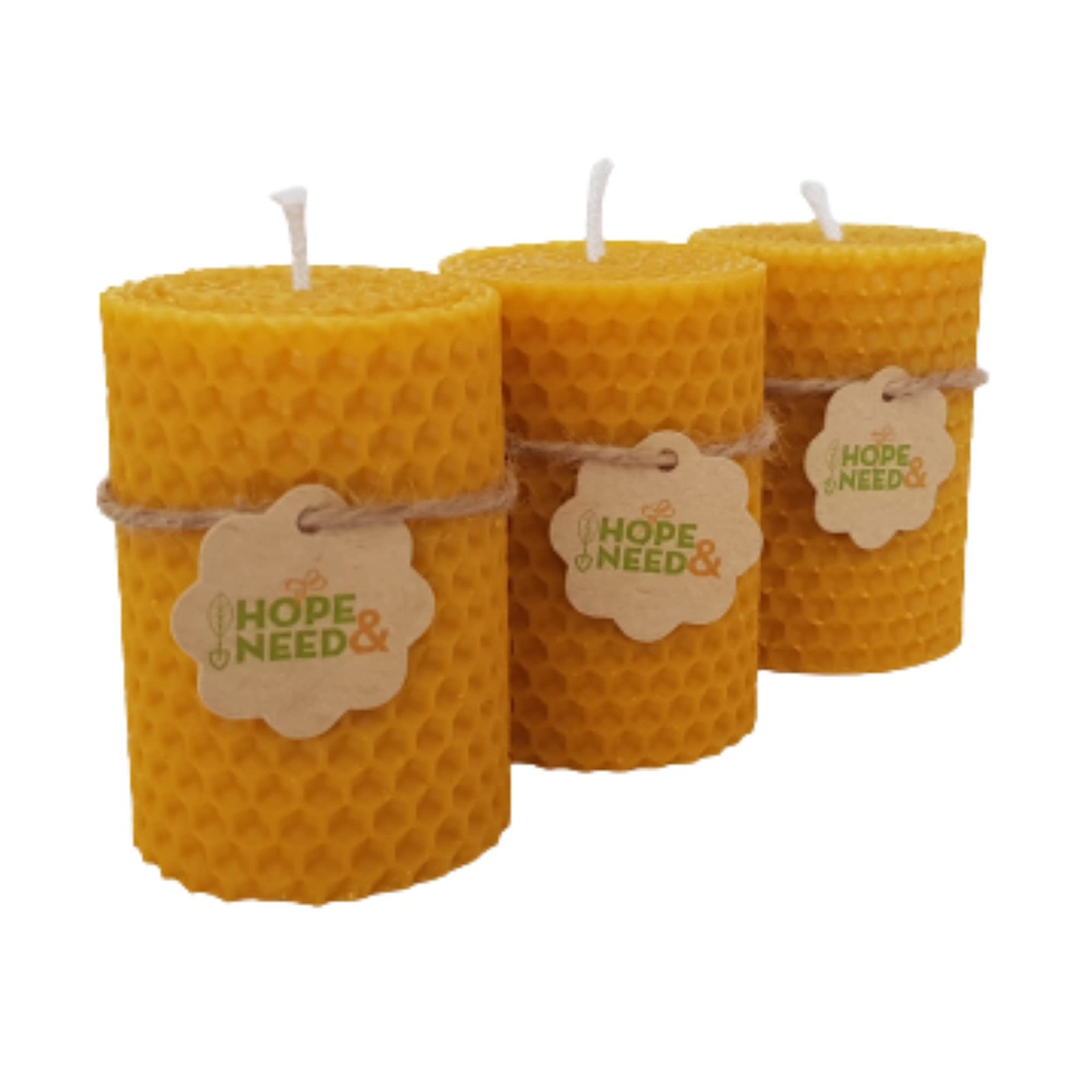 Beeswax Pillar Candles- Small Size 3 Pieces (2.8 inches x 2 inches)0 Pure …