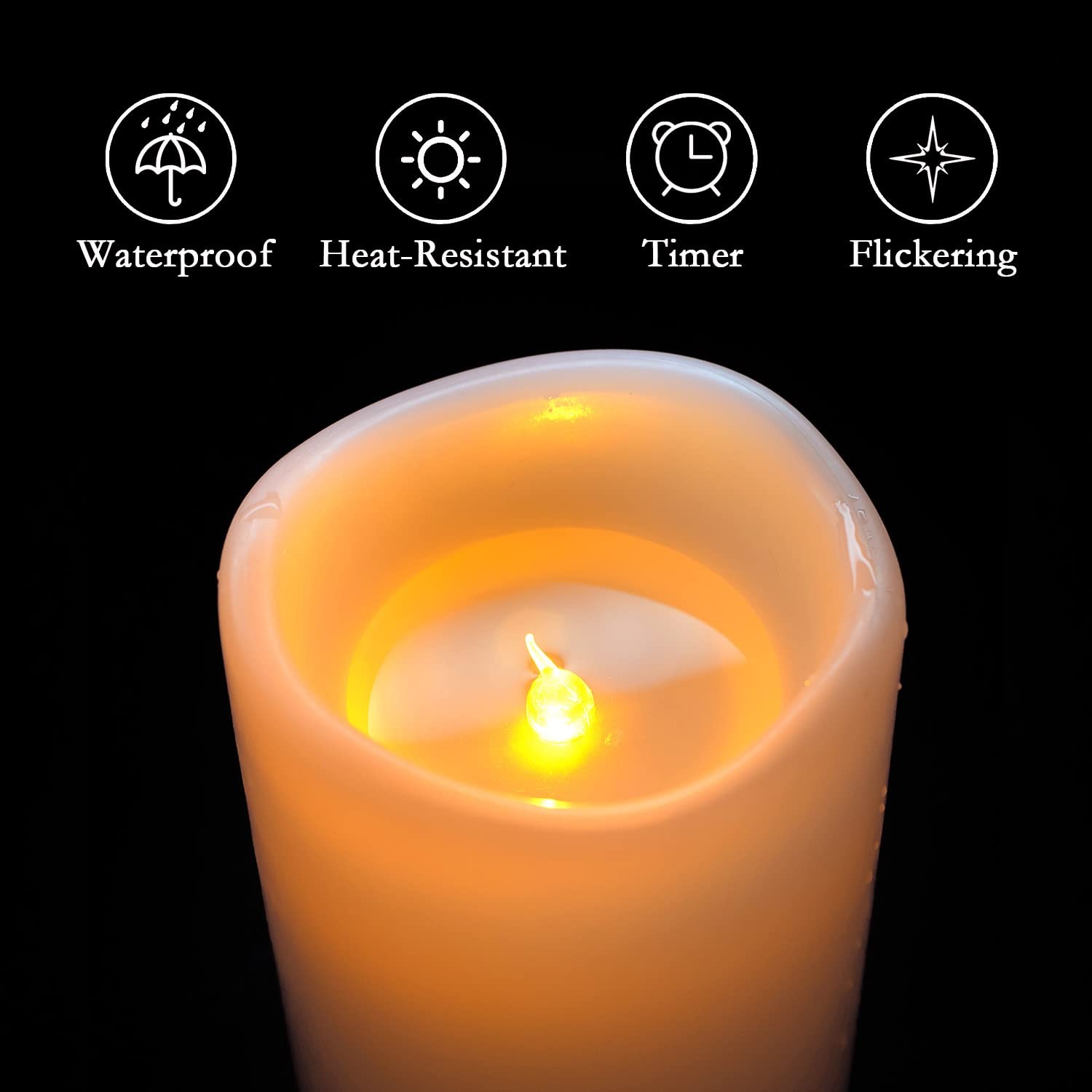8″ X 4″ Large Waterproof Outdoor Flameless Candles With Remote Control And Ti…