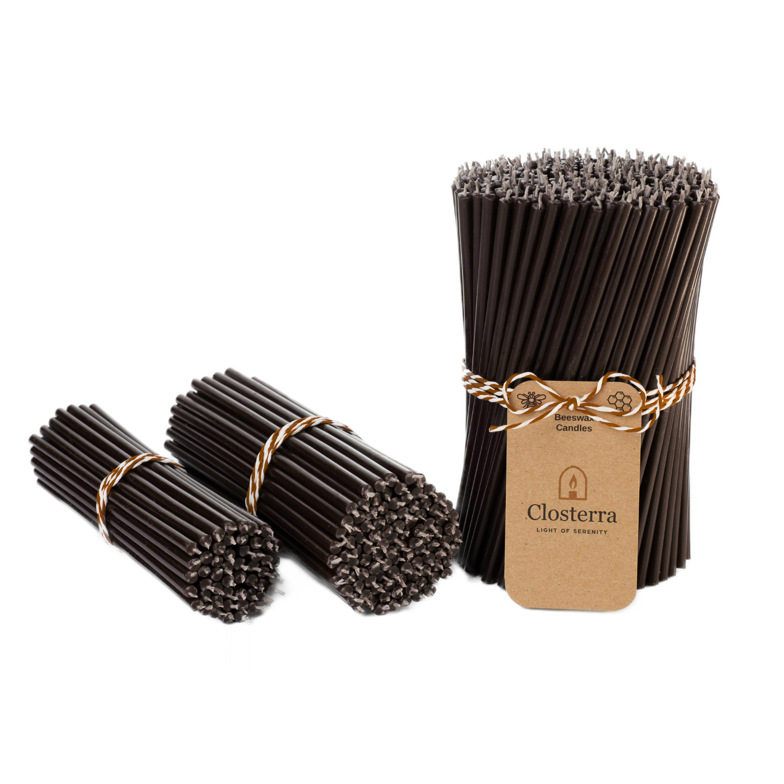 Black Beeswax Taper Candles 6.3″ Thin Taper 0.2″ Church Orthodox (25-700) Pack