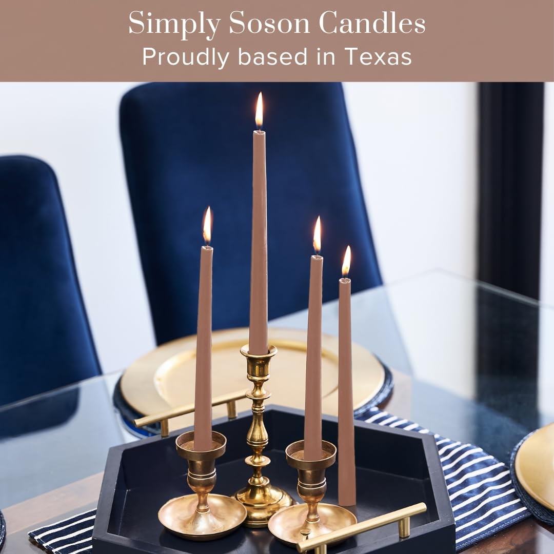 10 Inch Taupe Taper Candles Dripless Long Burning Tall Candlesticks 4 PCS