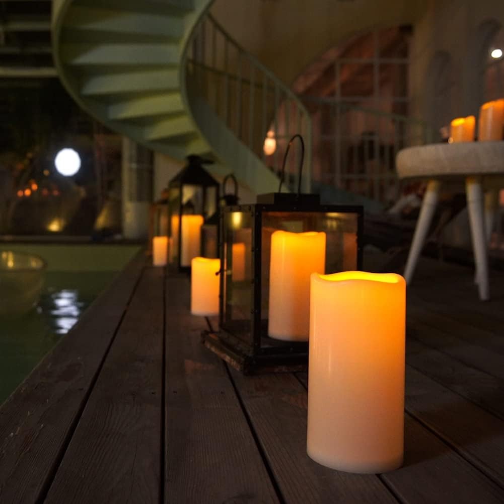 8″ X 4″ Large Waterproof Outdoor Flameless Candles With Remote Control And Ti…