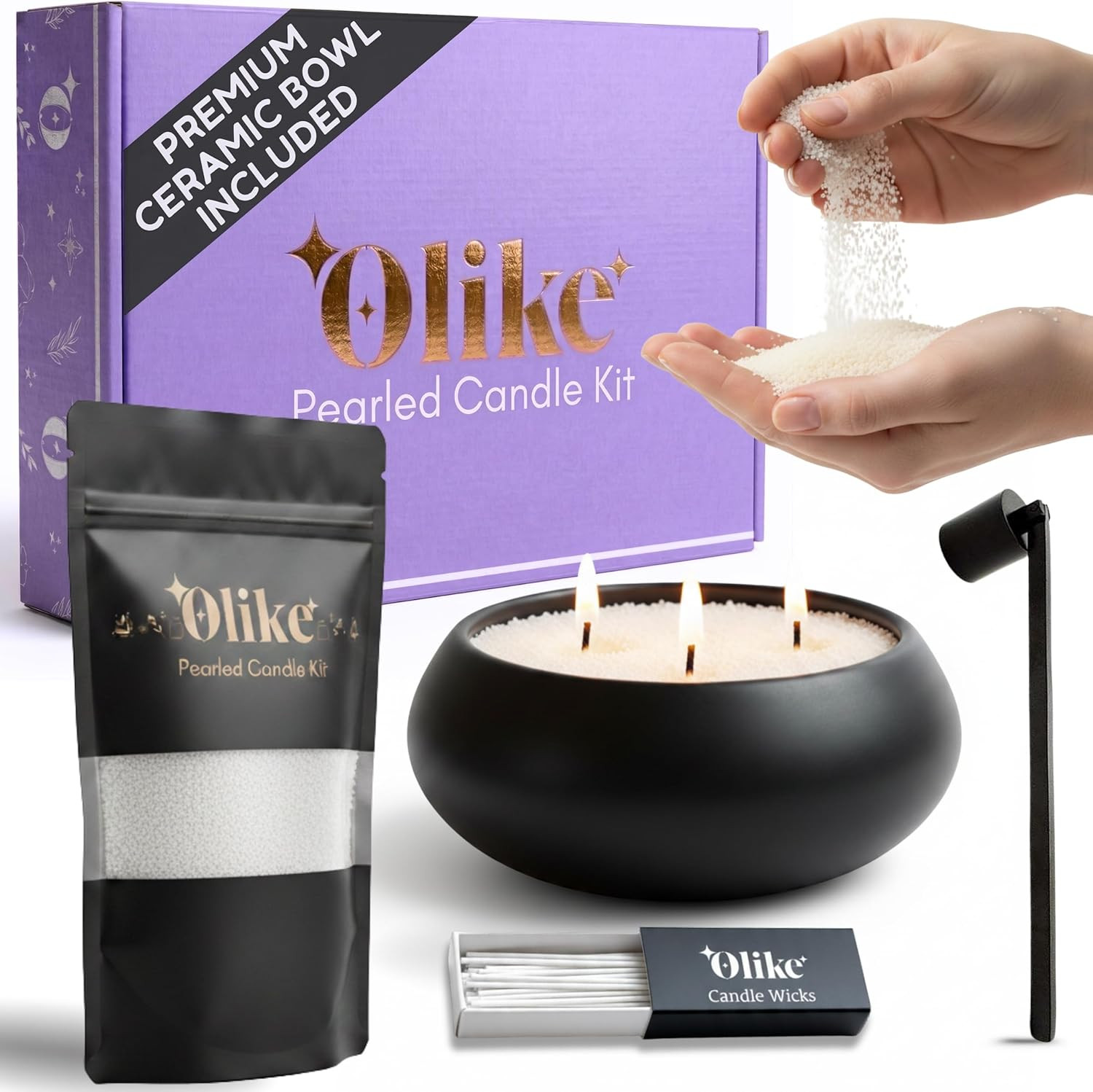 Olike – Sand Candles with Wicks – 500g Pearled Candle Sand Wax for DIY Candles –
