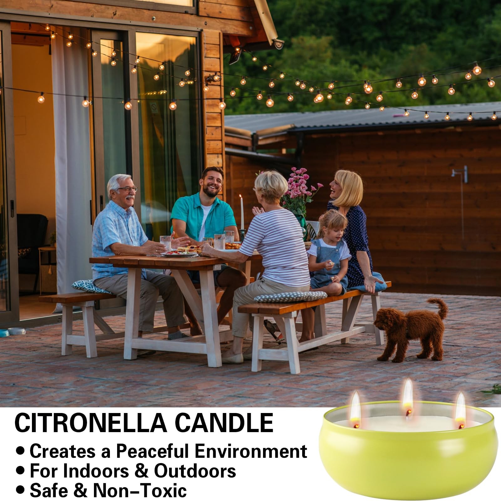 Citronella Candles Outdoor, Large Citronella Candle Set of 3, 12 oz 3 Wick So…