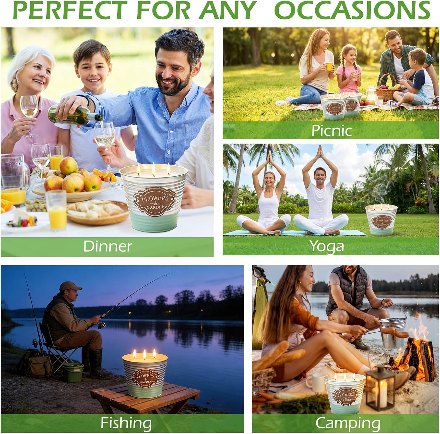 Citronella Candles Outdoor,3-Wick Large Citronella Candles,2 Pack | Natural Soy