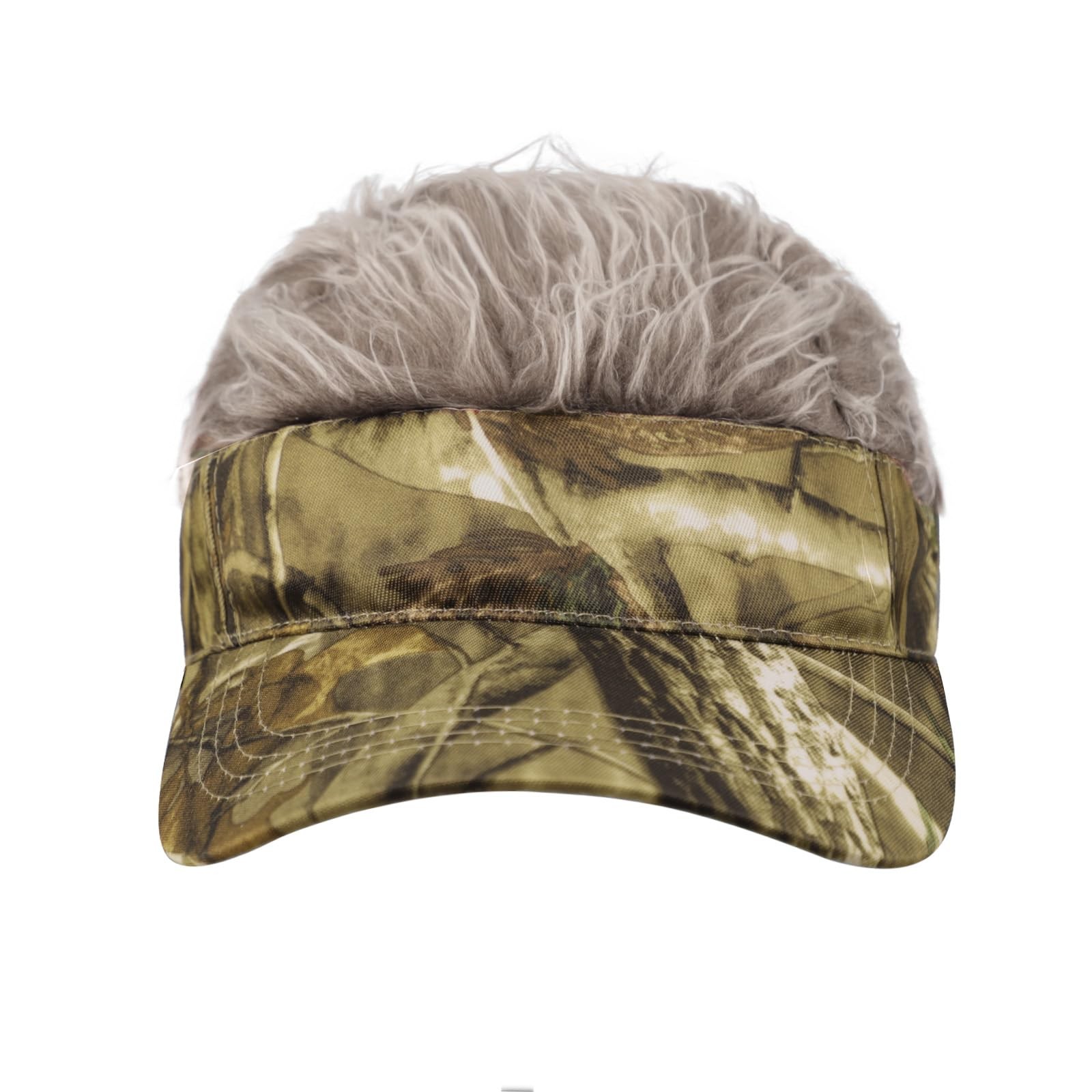 Sun Visor Cap with Fake Hair Men Wig Baseball Golf Cap Novelty Spiked Peaked …