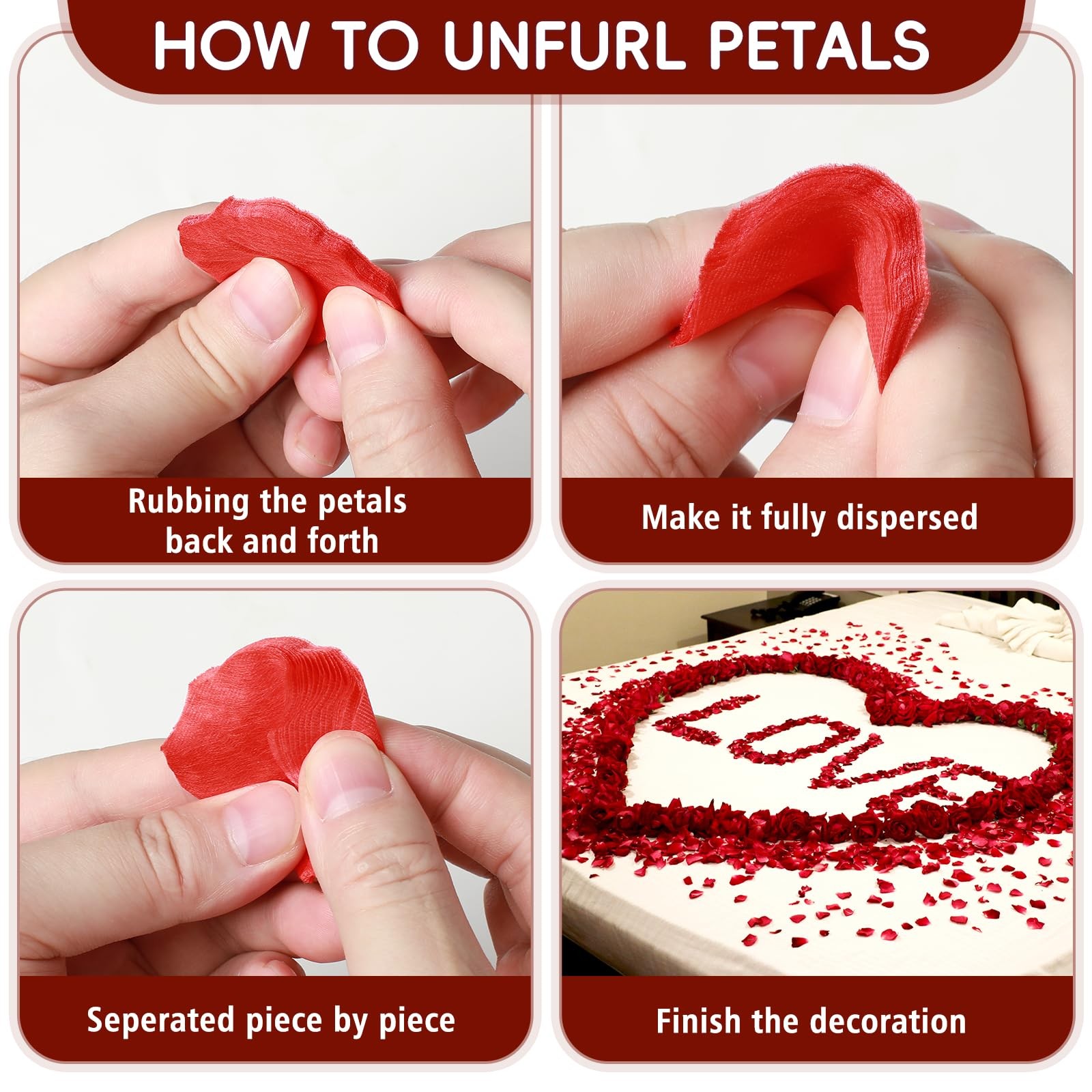 3000 Pcs Artificial Silk Red Rose Petals And 20 Pcs Led Candles Battery Flameles