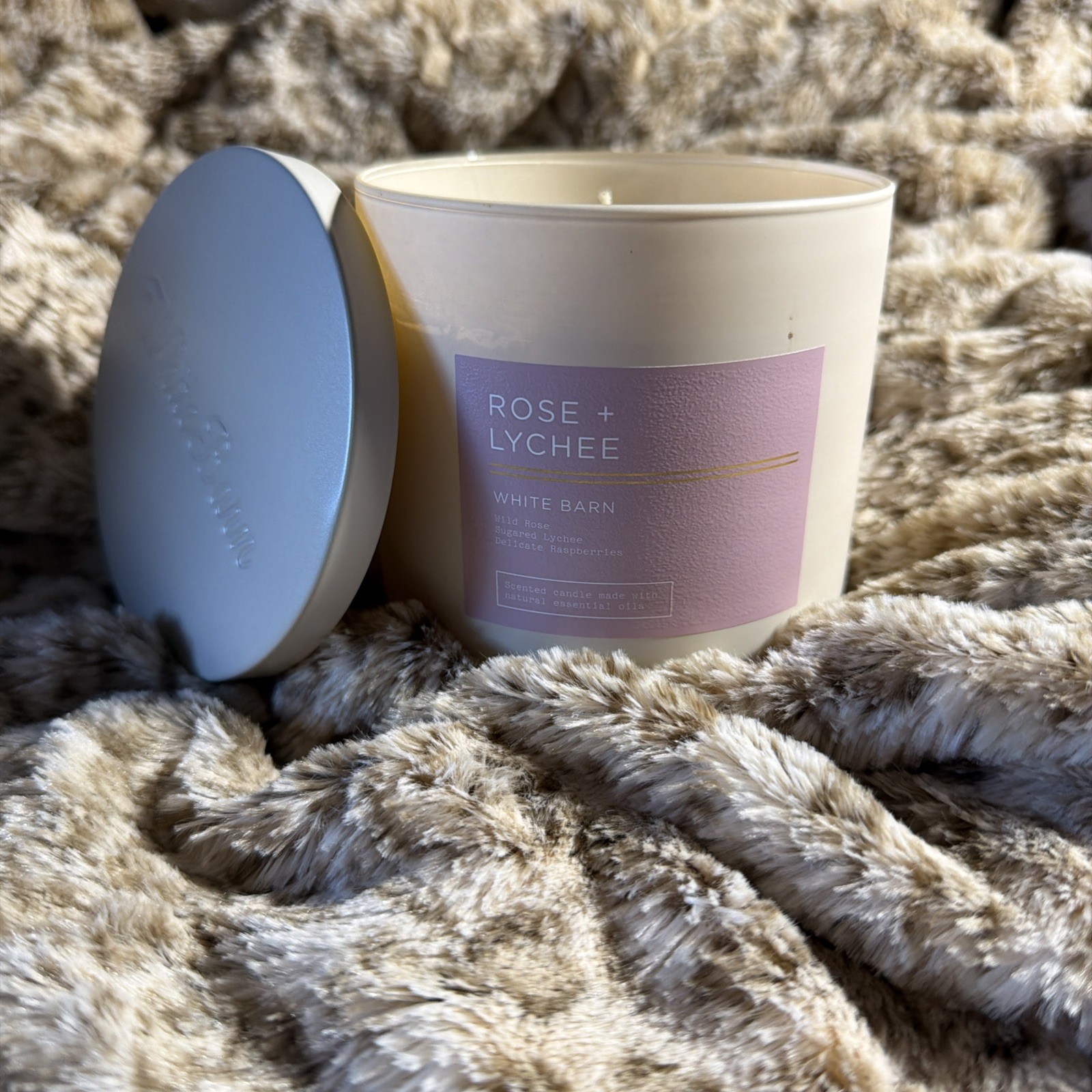 Bath & Body Works White Barn Rose + Lychee 3 Wick Candle, DISCONTINUED