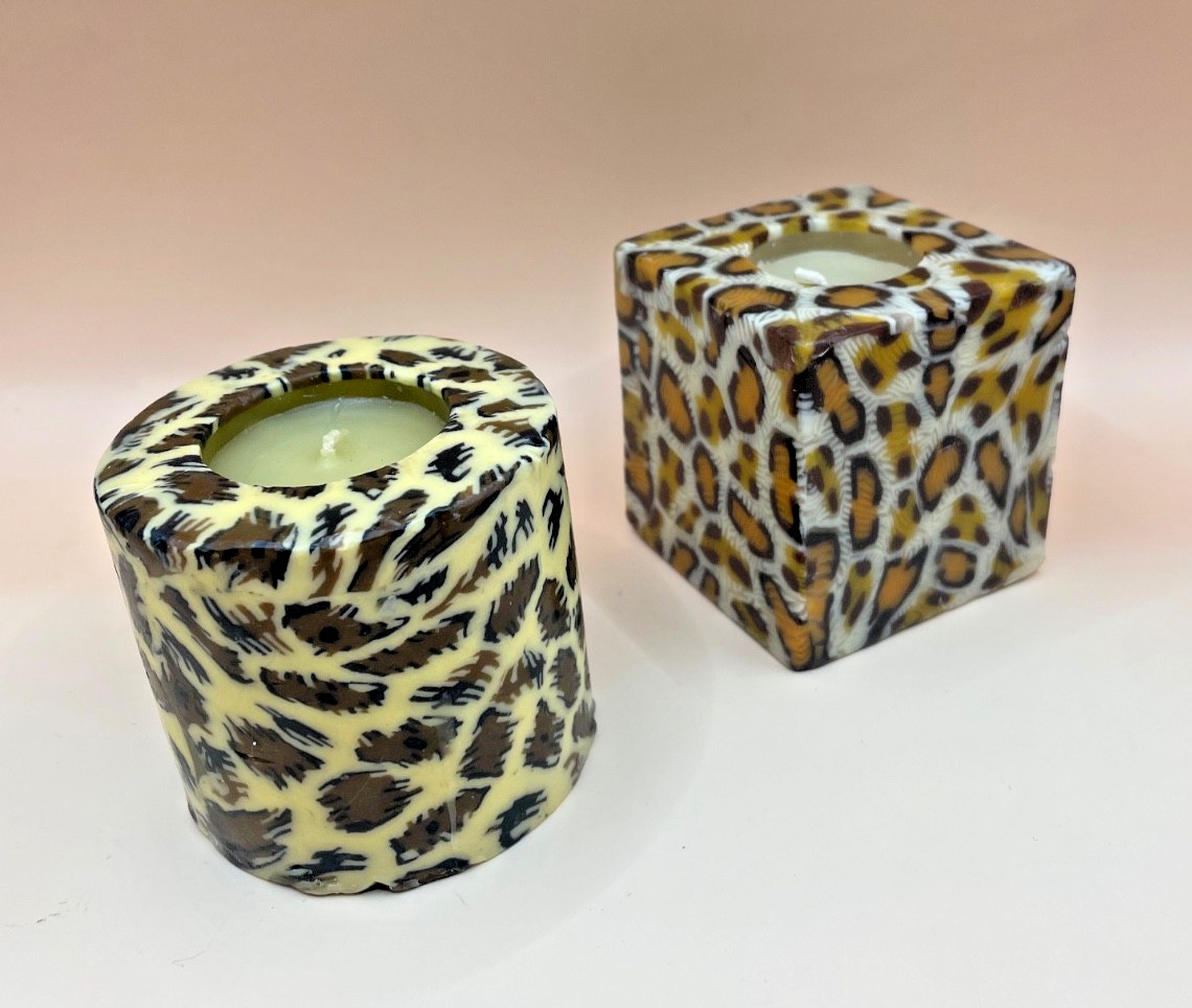 2 Y2K Candles Animal Print Retro