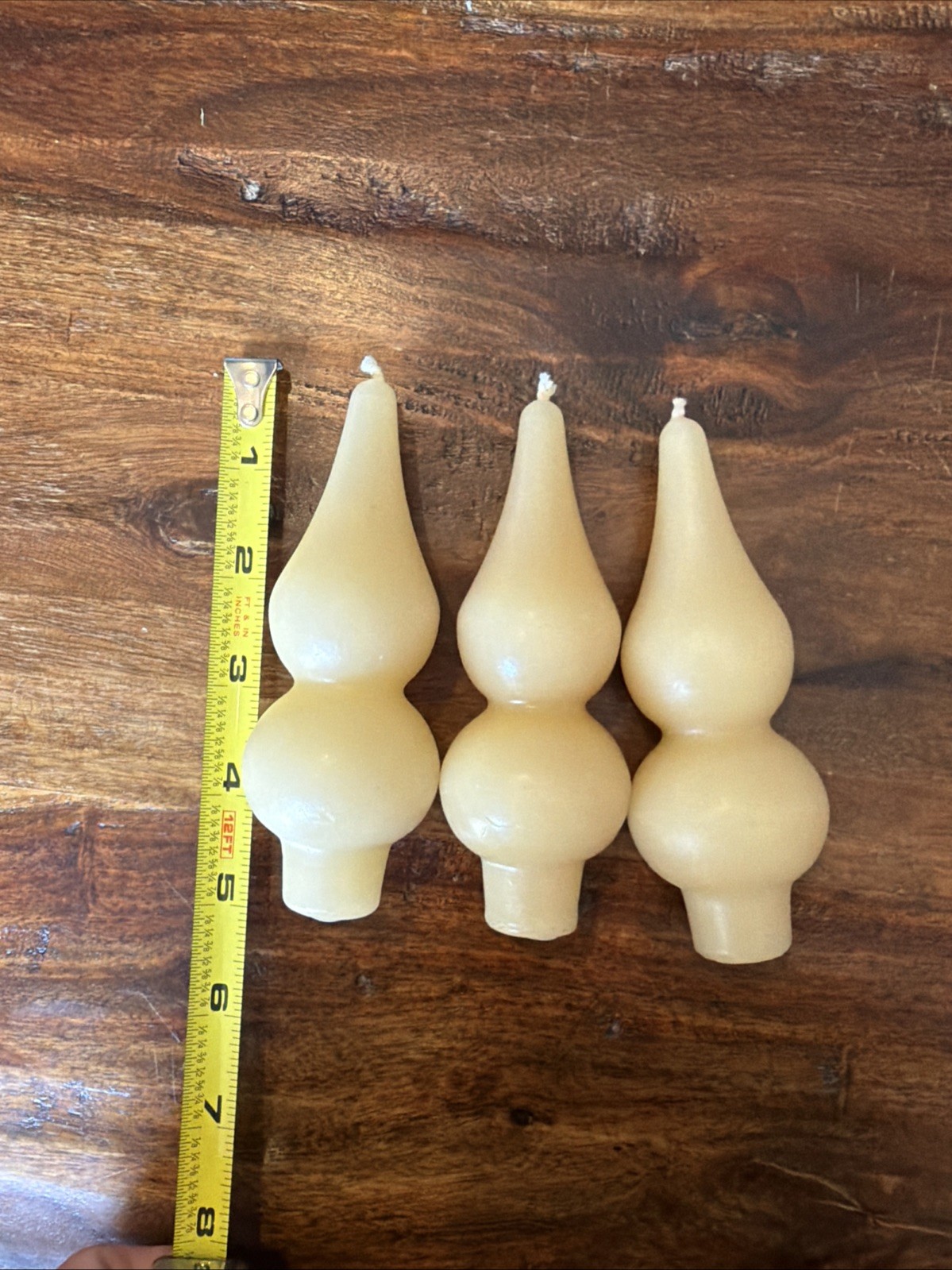 RARE Vintage Bulb Double Teardrop Finial Shape Candles Danish Wax Wick Decor
