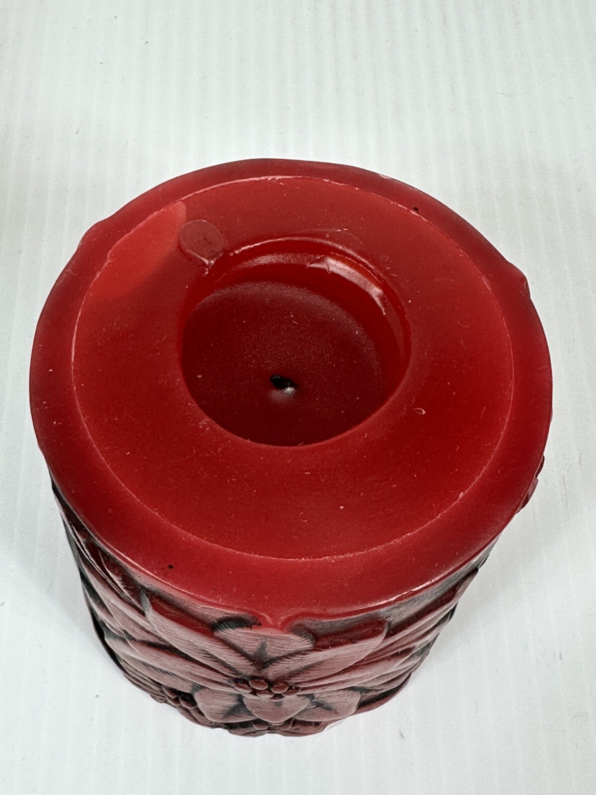 Vintage Poinsettia Pillar Candle Antique Red Floral Design Colonial Candle Box