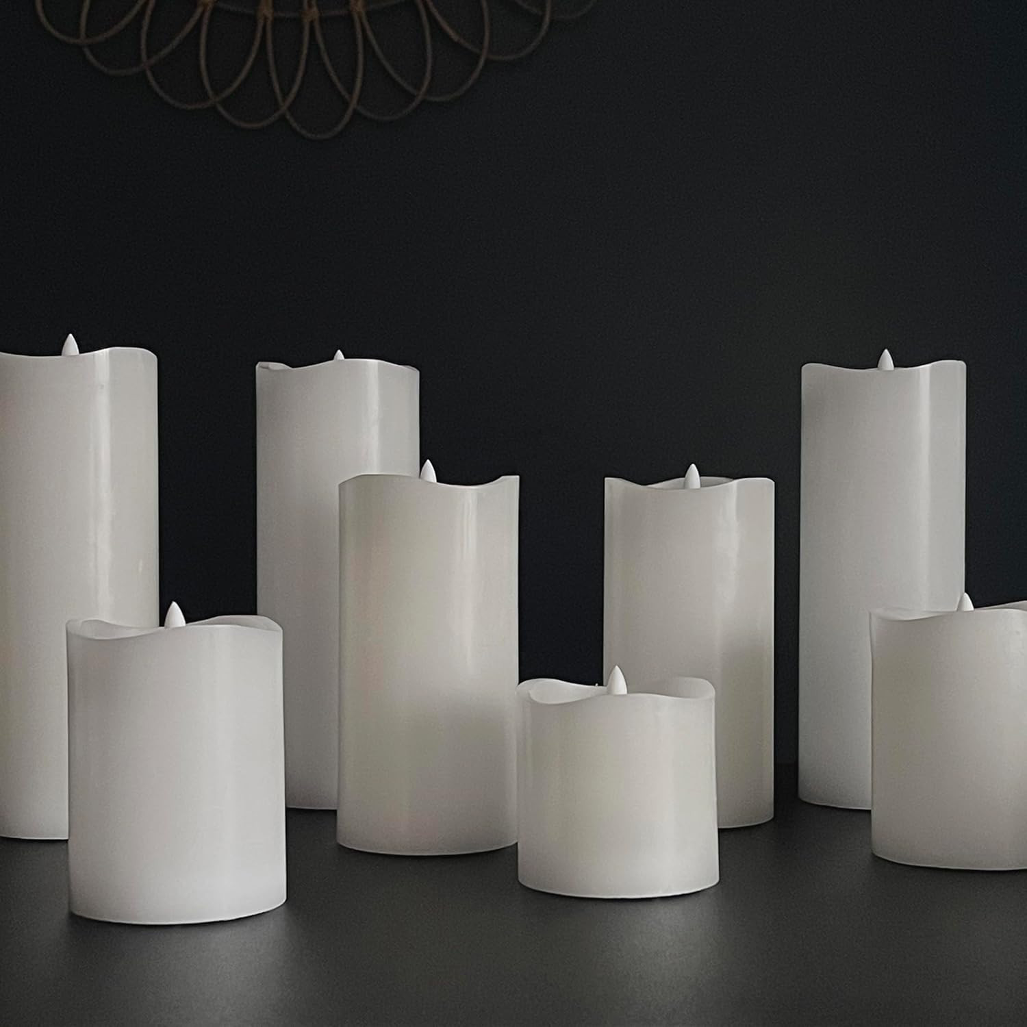 3 Pack White Real Wax Assorted Size Flameless LED Pillar Candles with Remote and