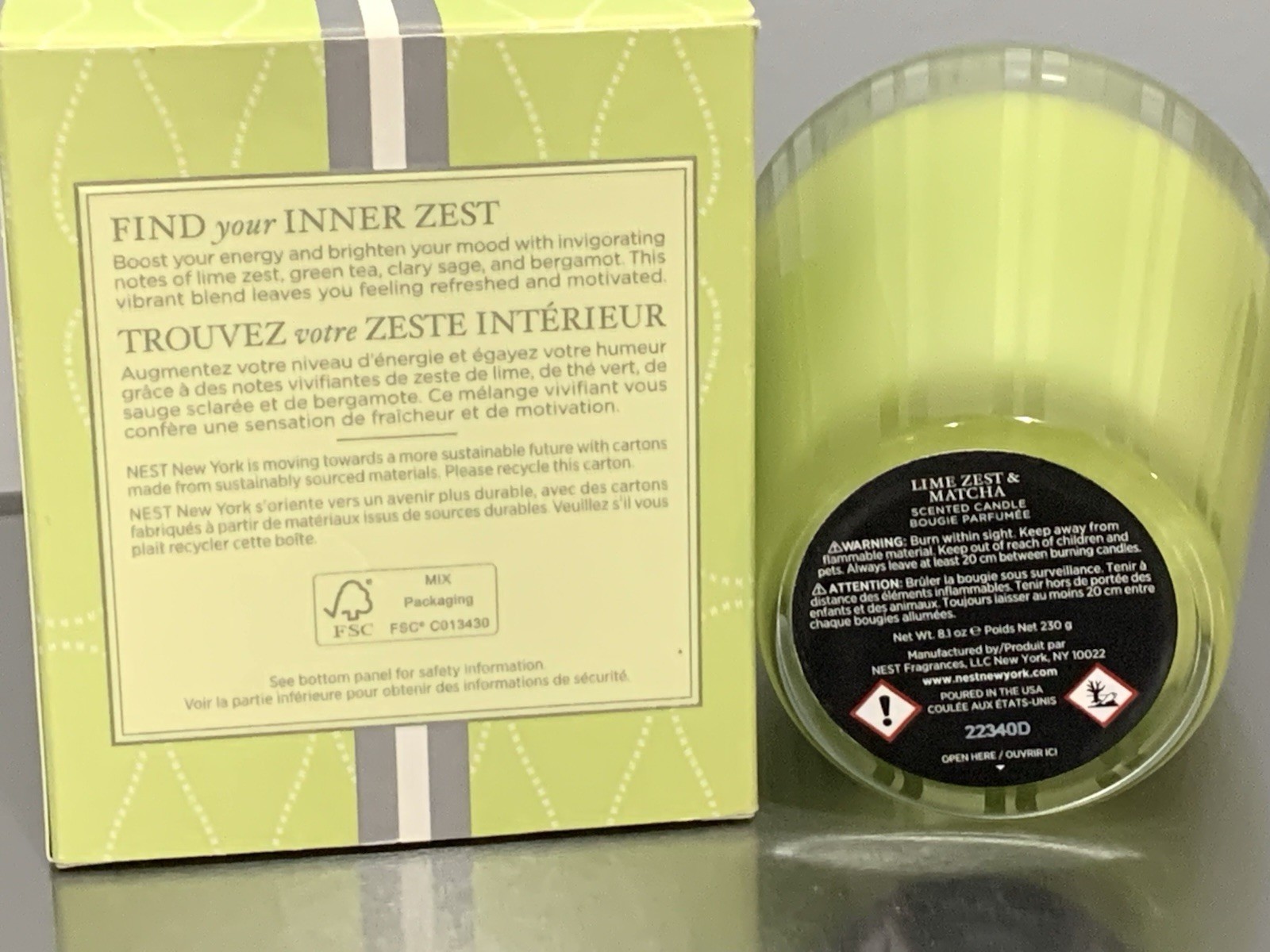 NEST Lime Zest & Matcha Classic Scented Candle 8 oz/ 230g New In Box (#m10)