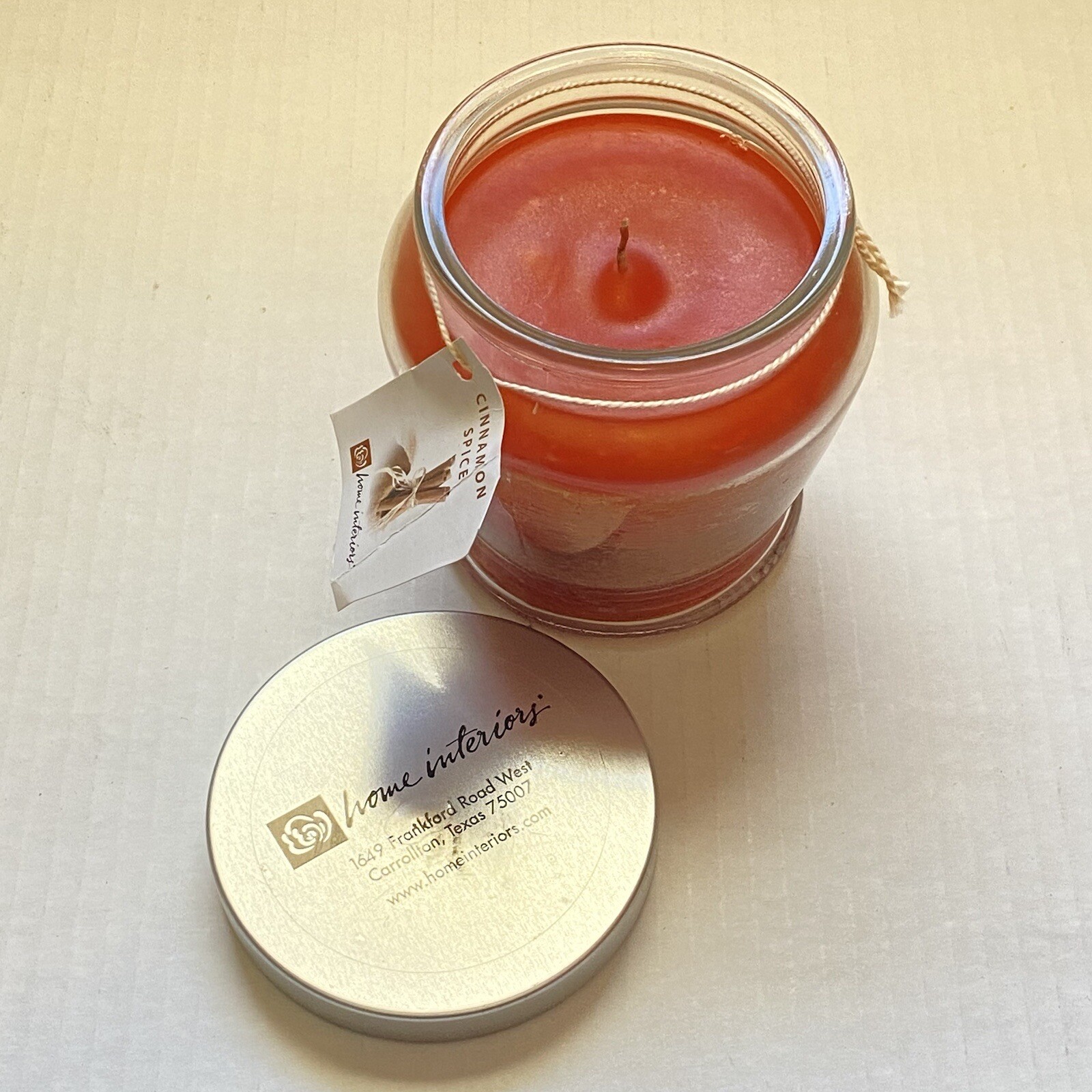 Home Interiors Cinnamon Spice Glass Jar Candle 12 oz