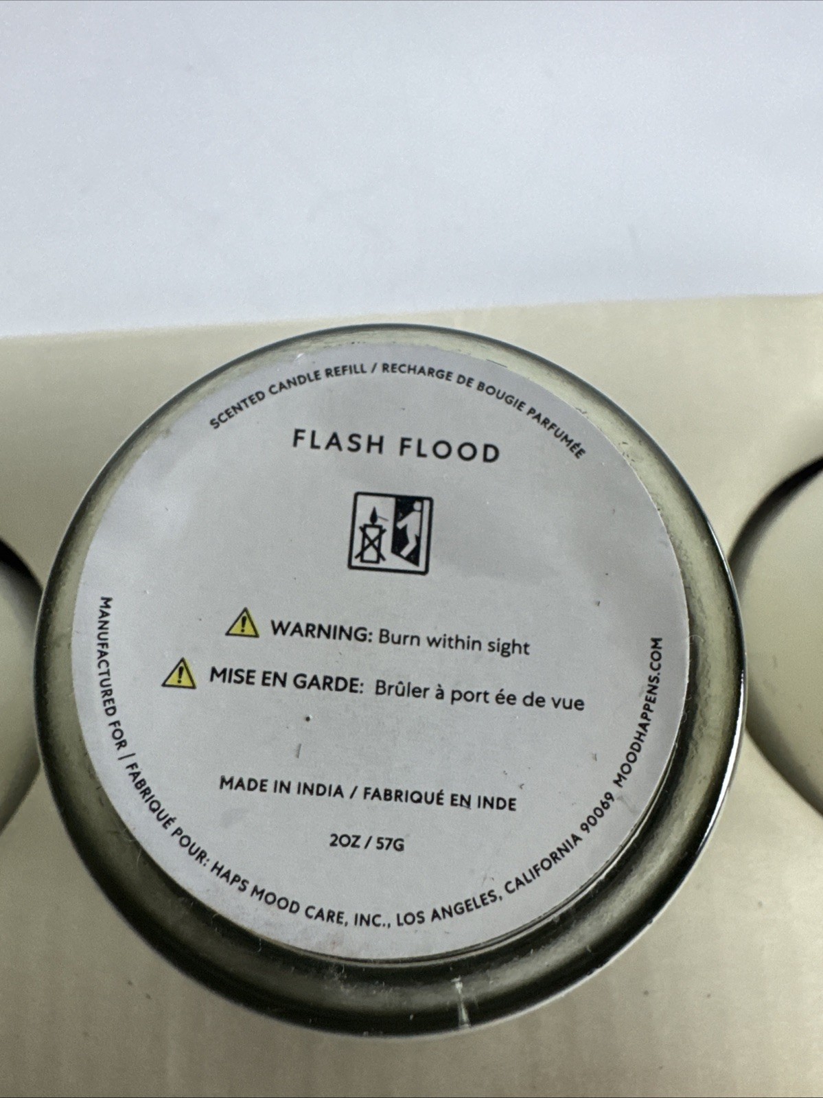 Mood Happens Candle Co 2oz Set of 3 White NOS Bee Sting Flash Flood Sunburn