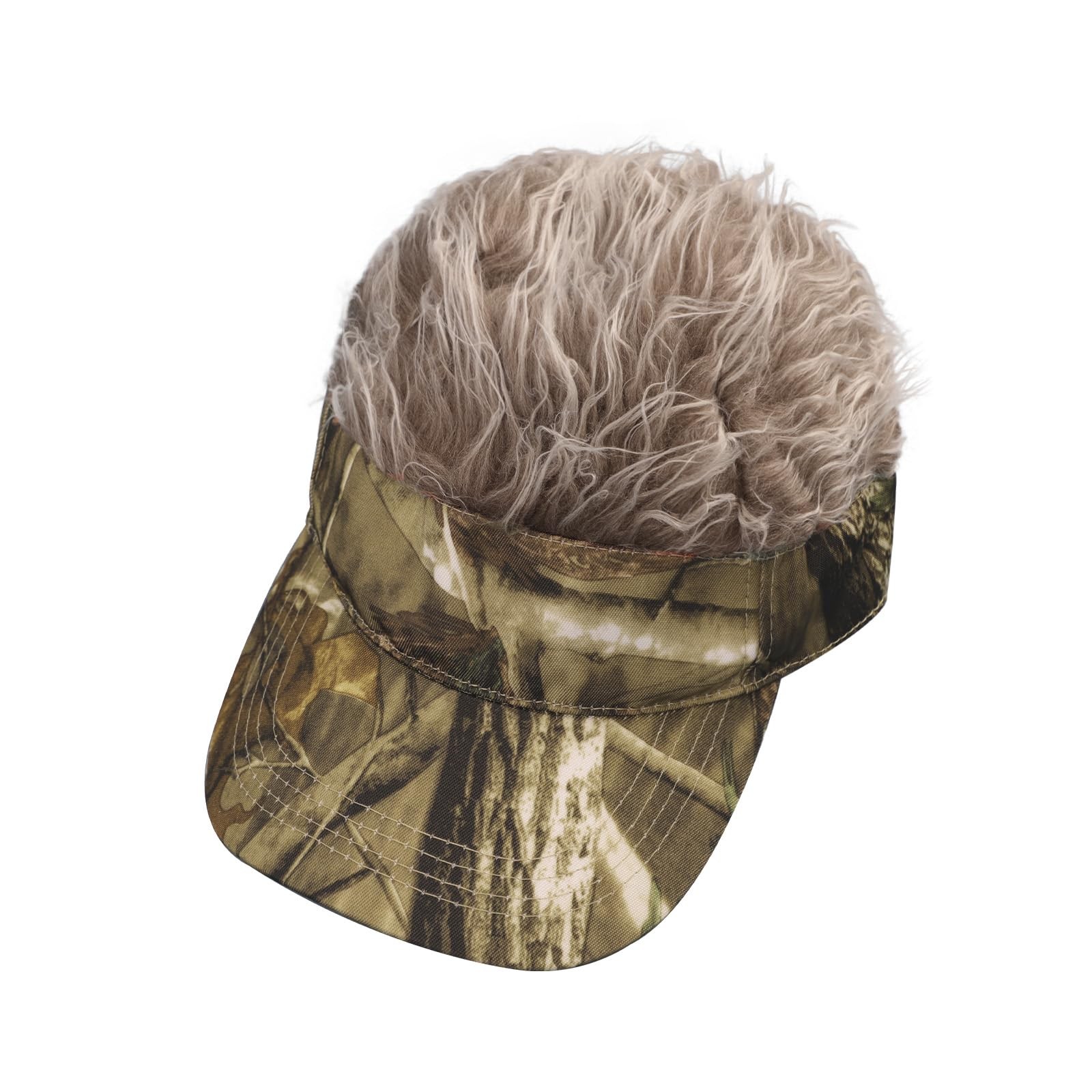 Sun Visor Cap with Fake Hair Men Wig Baseball Golf Cap Novelty Spiked Peaked …