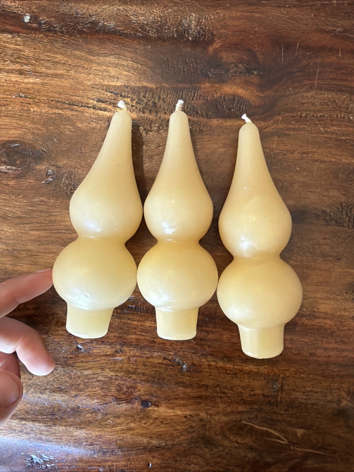 RARE Vintage Bulb Double Teardrop Finial Shape Candles Danish Wax Wick Decor