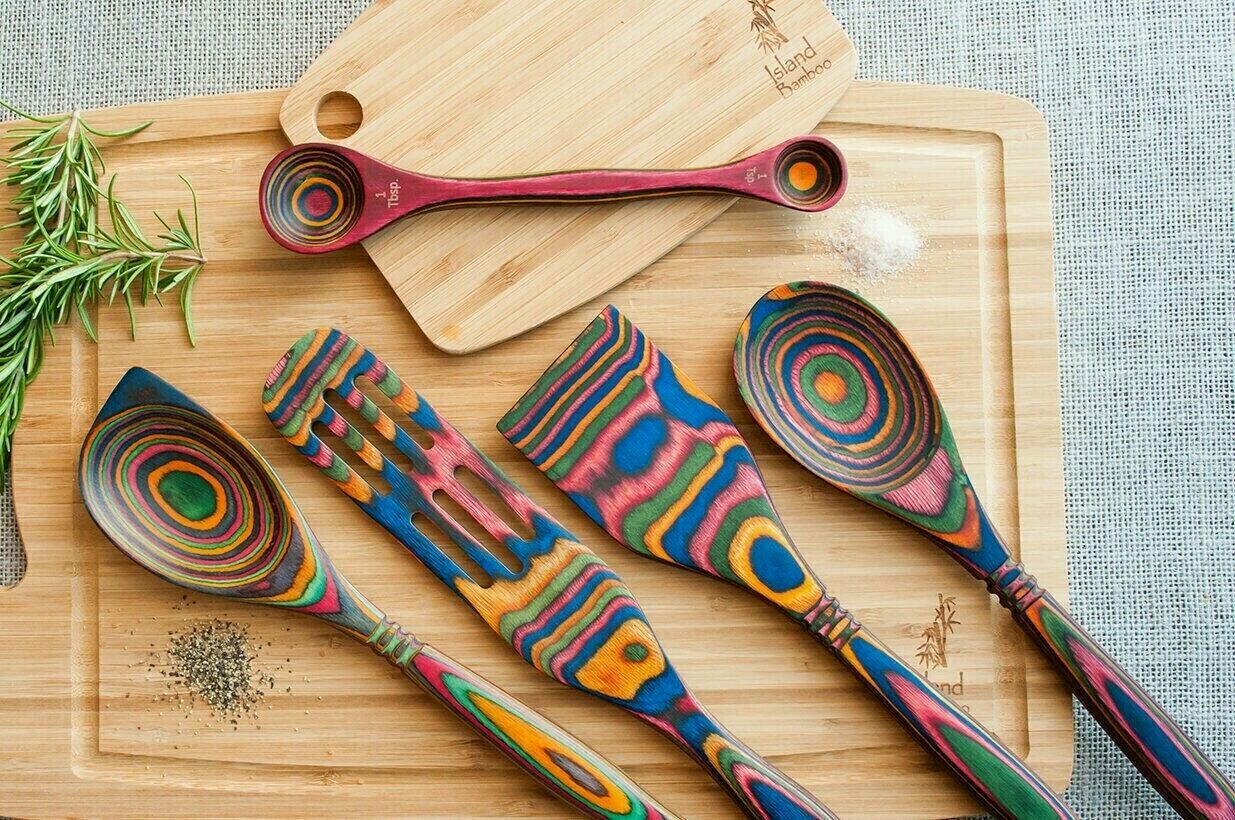 Island Bamboo Rainbow Pakka Wood Utensil Collection ~~ Spoons / Tongs / More