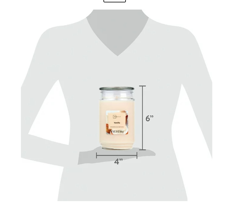 Vanilla Scented Single-Wick Large Glass Jar Candle, 20 oz ( 2 PACK )