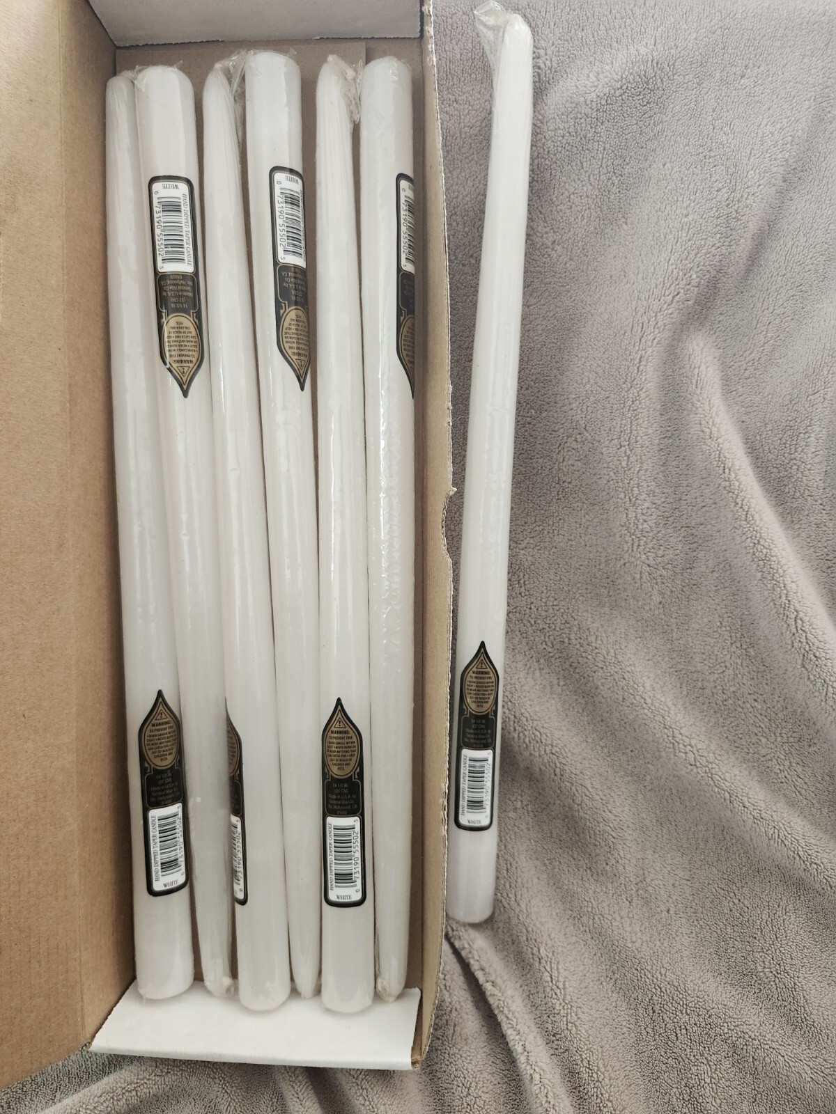 Taper Candles lot of 7 (Seven) Hand Dipped #2- White 14 1/2 in. 37 CM.