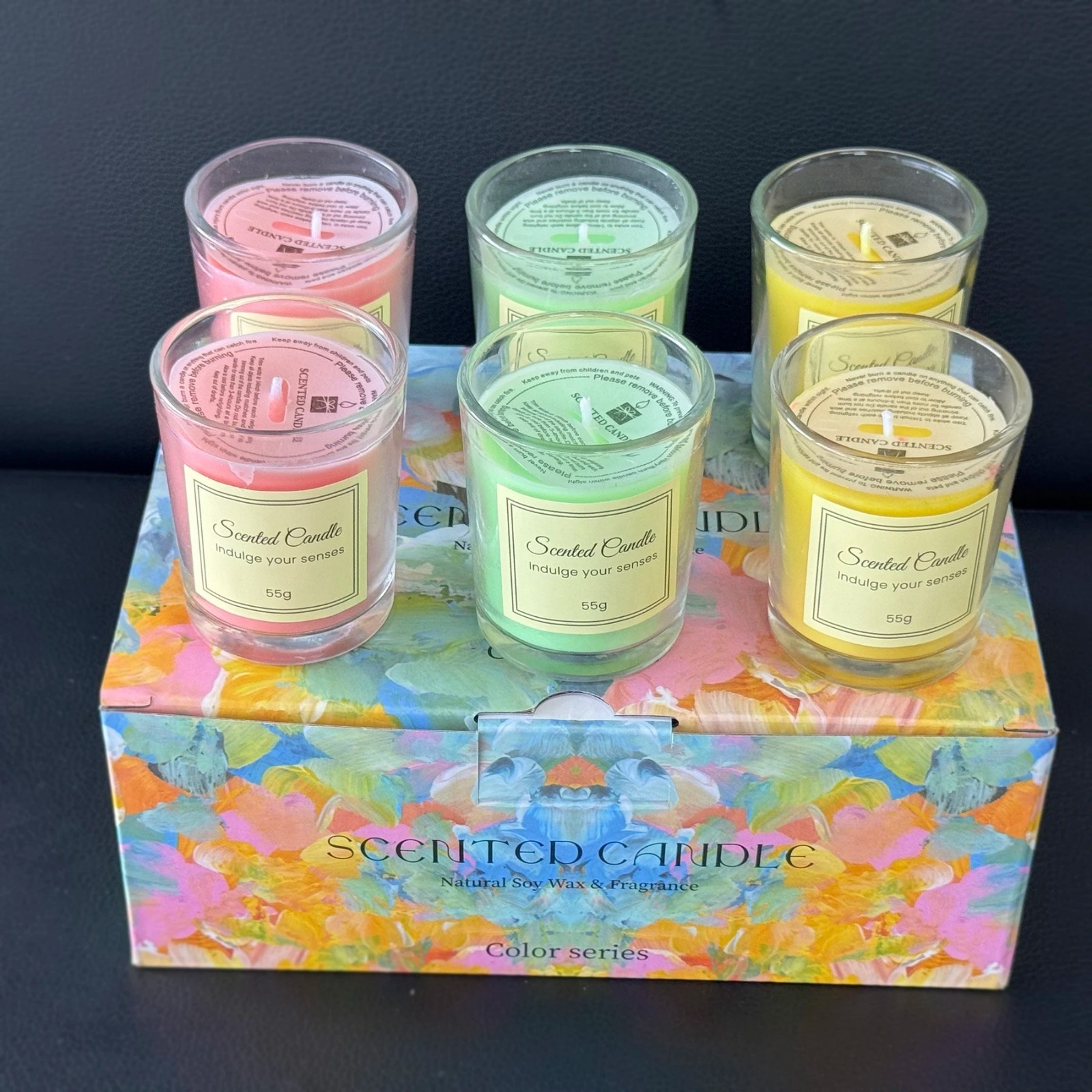 Soy Wax Scented Candle Gift Box Comes With Premium Glass Cup Aromatherapy