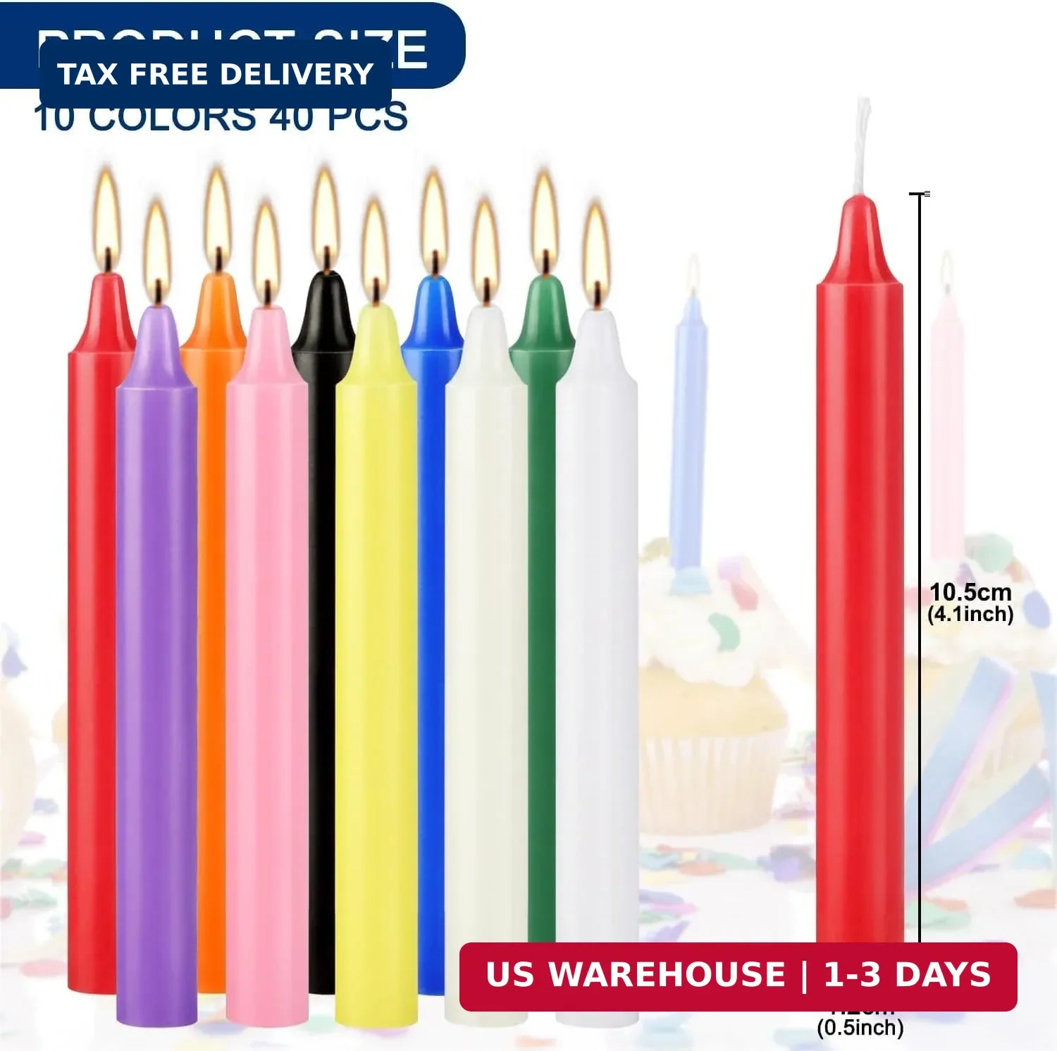 YOROXRG 40 Pack Spell Chime Candles-4 Inch Multi-Colored Taper Candles Sticks-fo