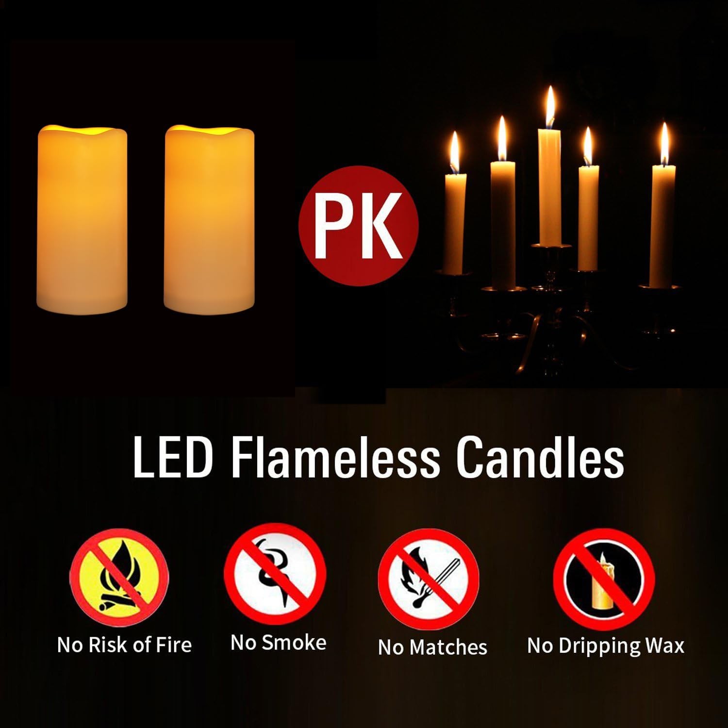 LED Candles With 10-Key Remote Timer Flickering Flameless Outdoor Indoor 2 Pack