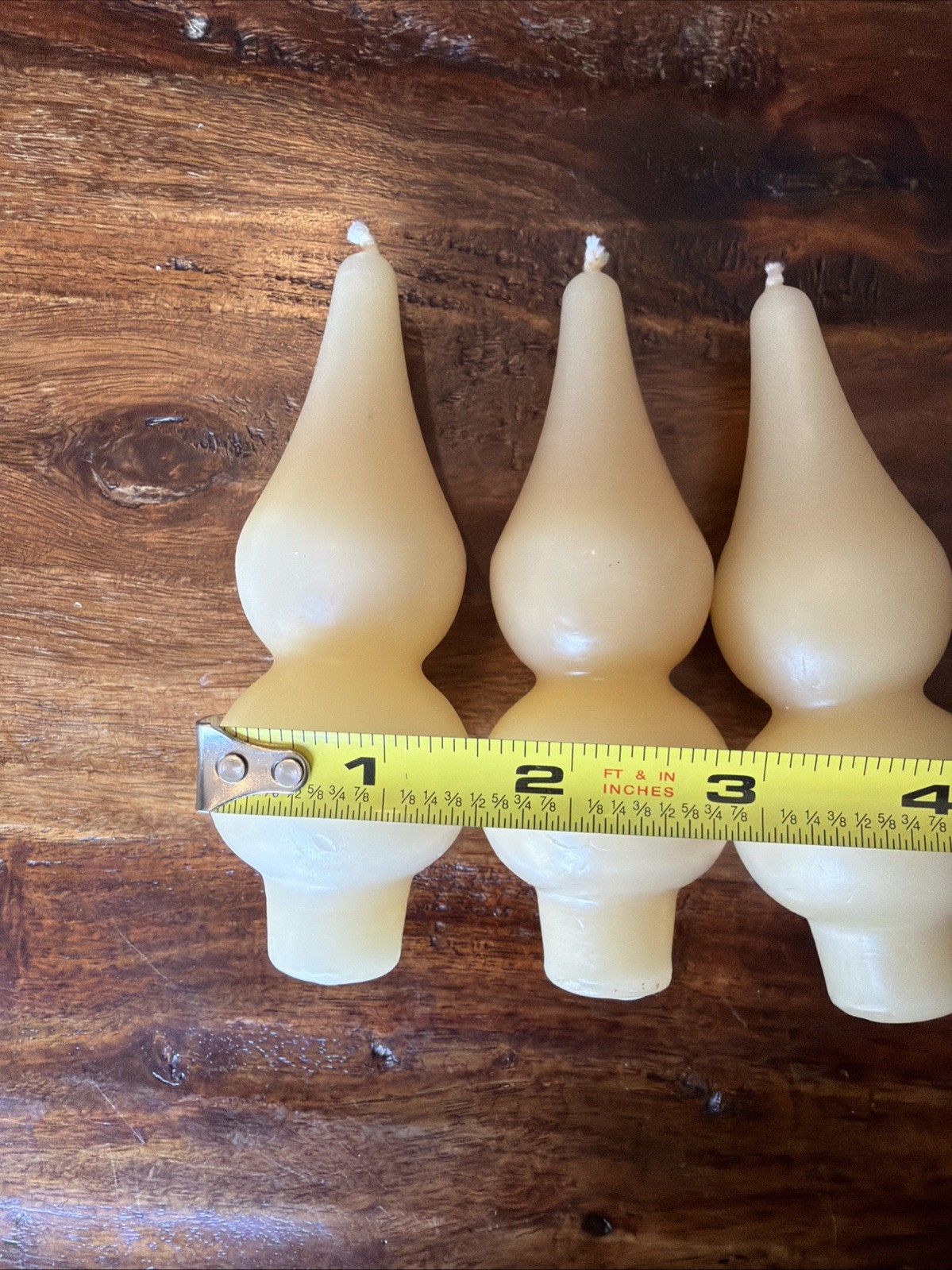RARE Vintage Bulb Double Teardrop Finial Shape Candles Danish Wax Wick Decor