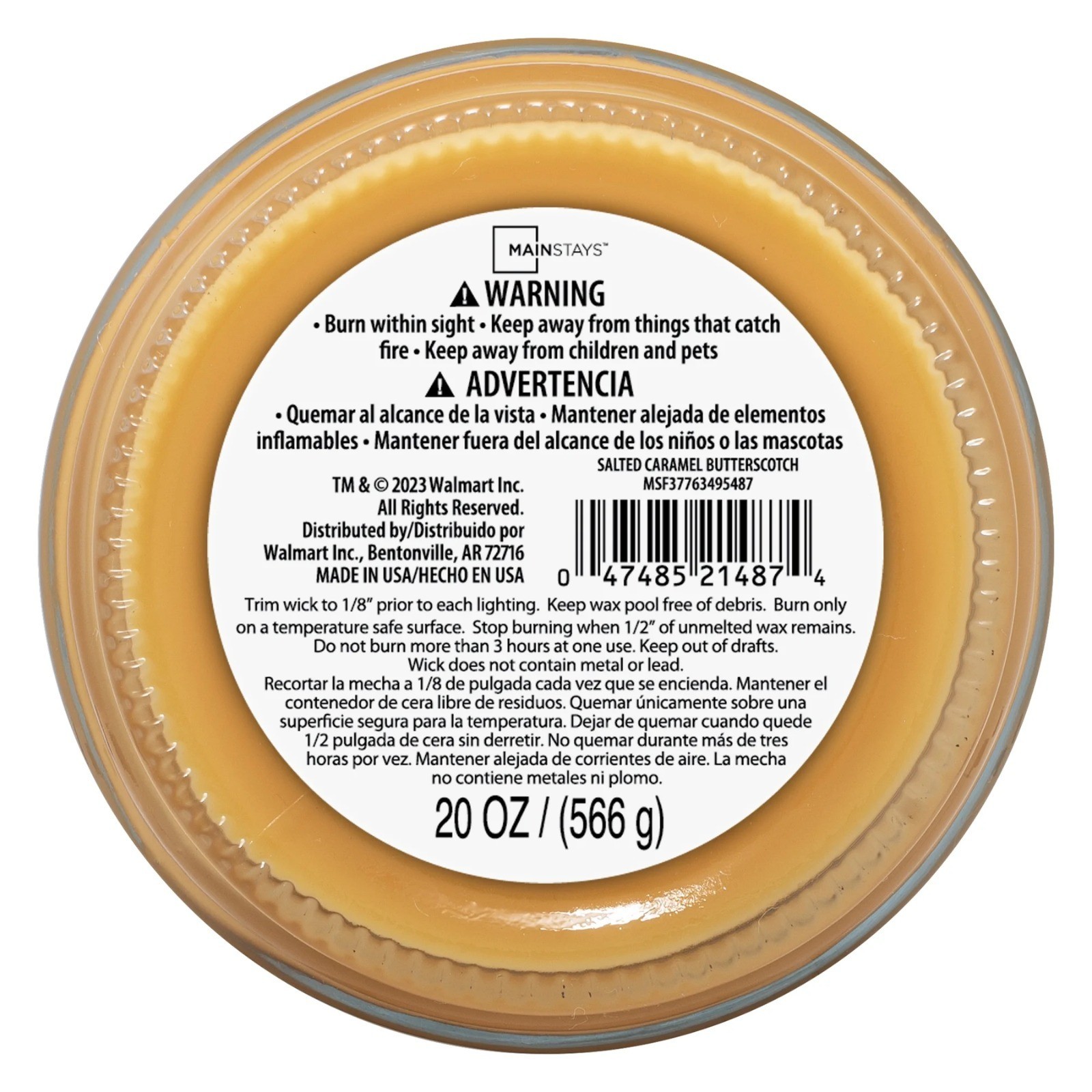 Mainstays Single-Wick Scented Glass Jar candle salted caramel Butterscotch……