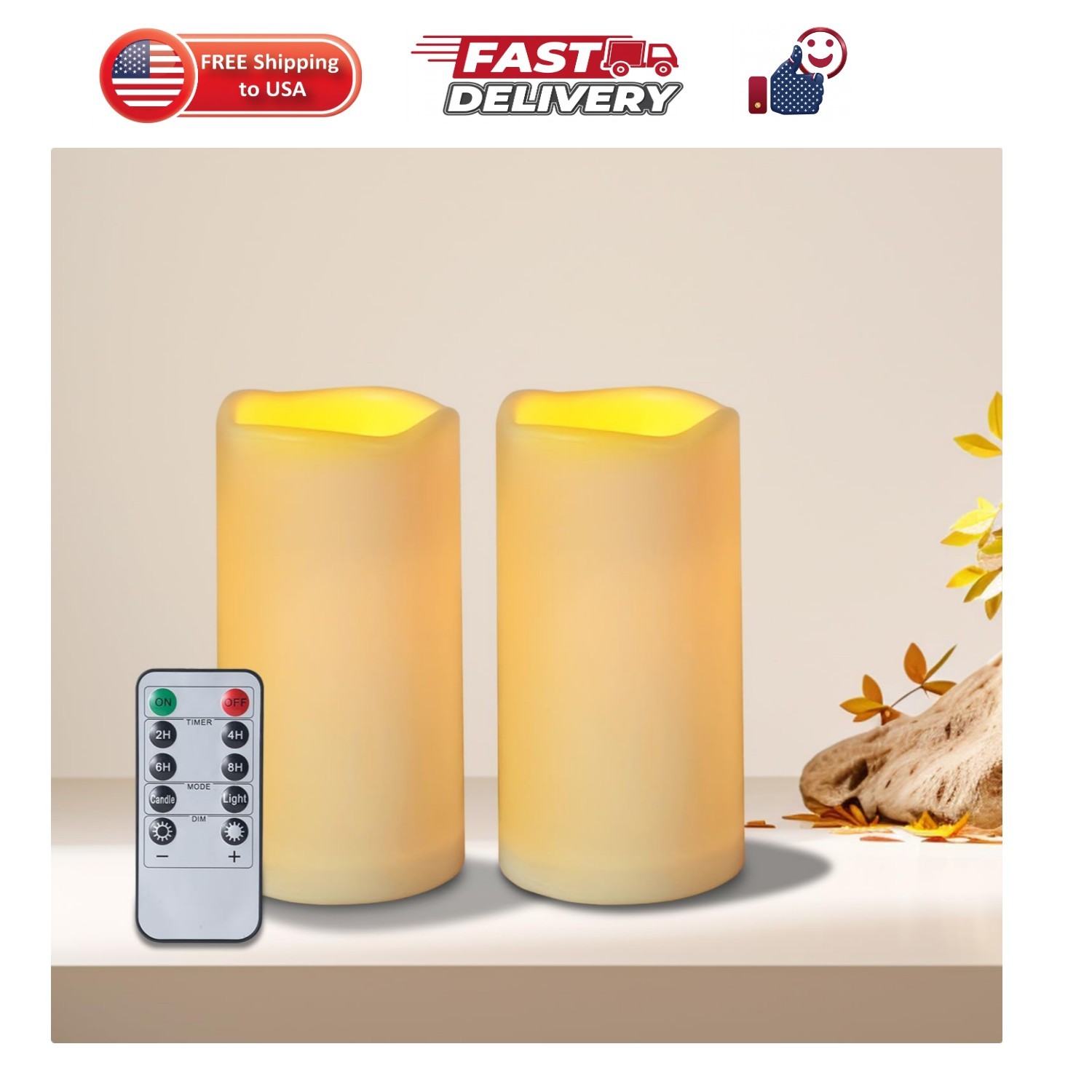 Flameless Candles 4″ 5″ 6″ Outdoor Indoor Pillars Battery Operated Flickering…