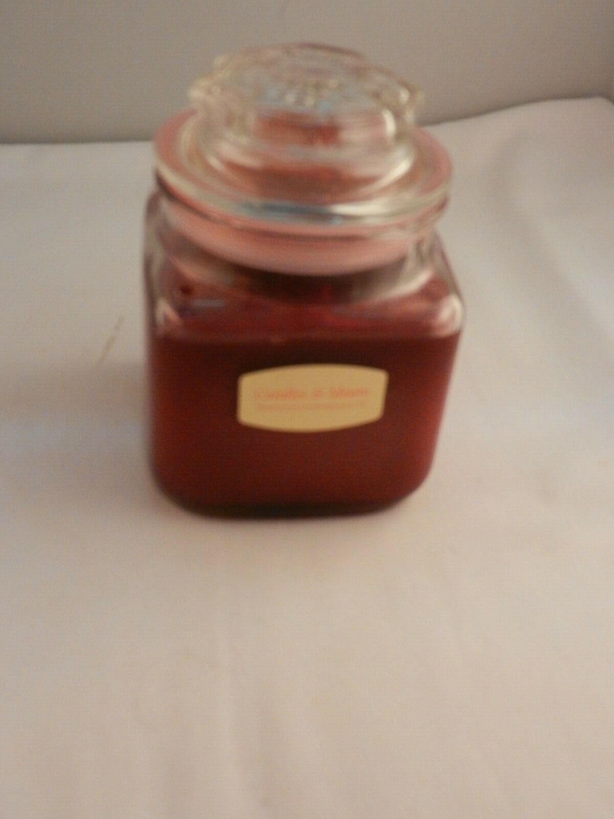 CANDLES & MORE SCENTED POMEGRANATE CANDLE IN JAR “NEW” 4 1/2″