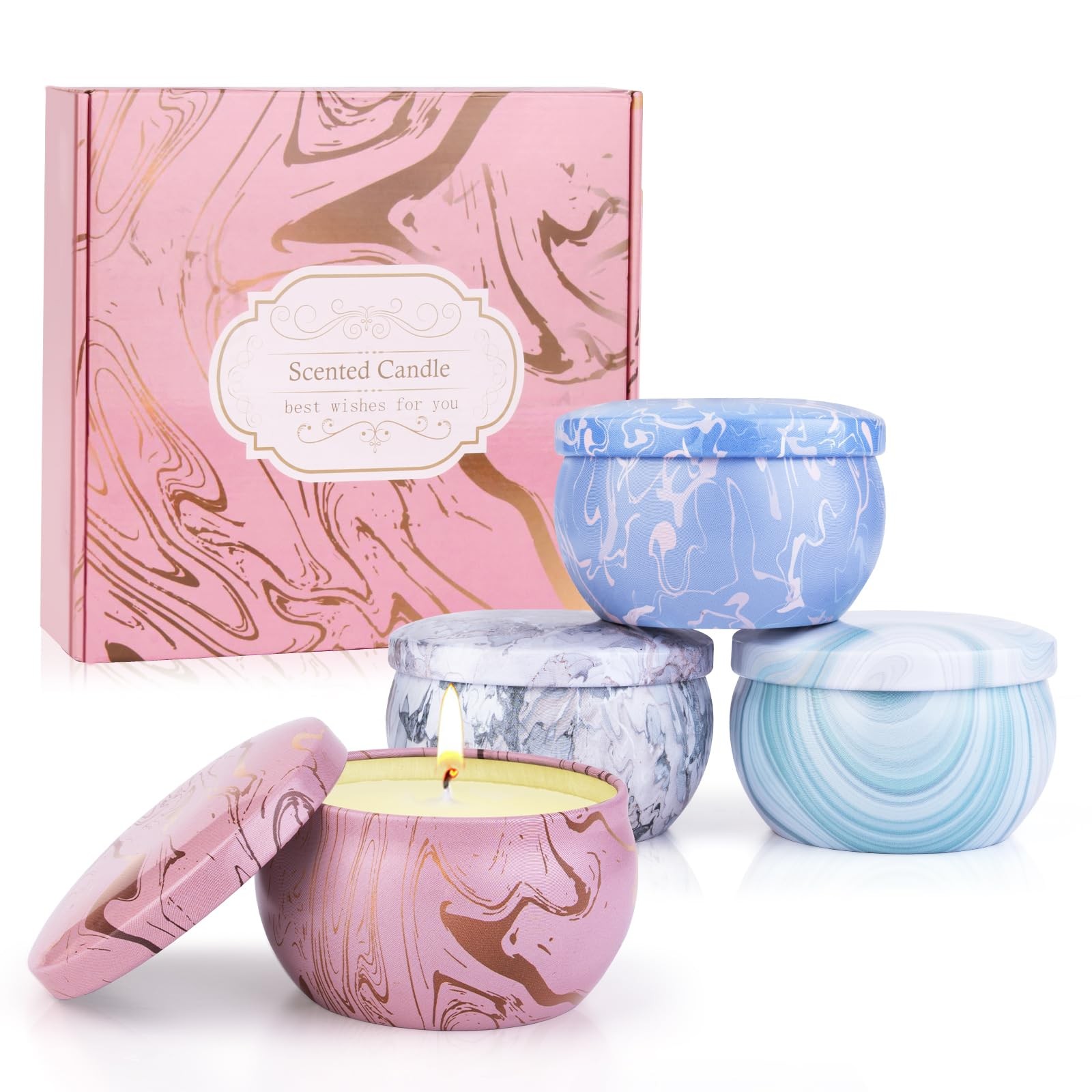 Candles – Scented Candles Gift Set for Women, 4 Packs Natural Fragrance
