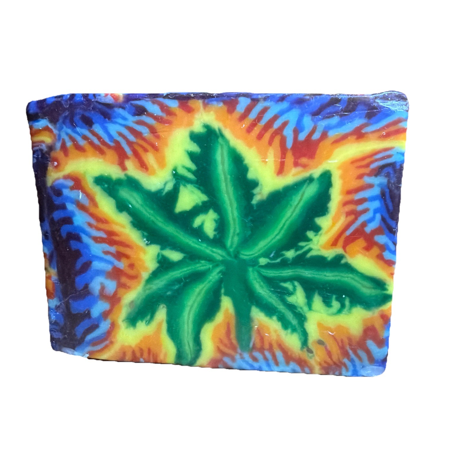3” Square Rainbow Leaf Candle Boho Nature Y2K