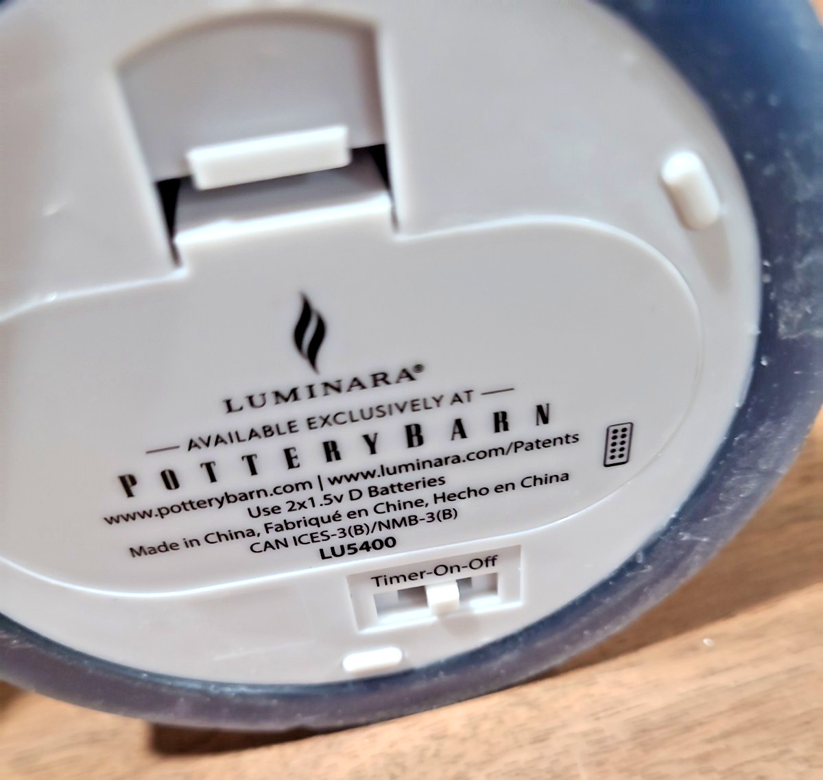 Pottery Barn Luminara Flickering Flameless Candle Navy 4 in x 4.5 in
