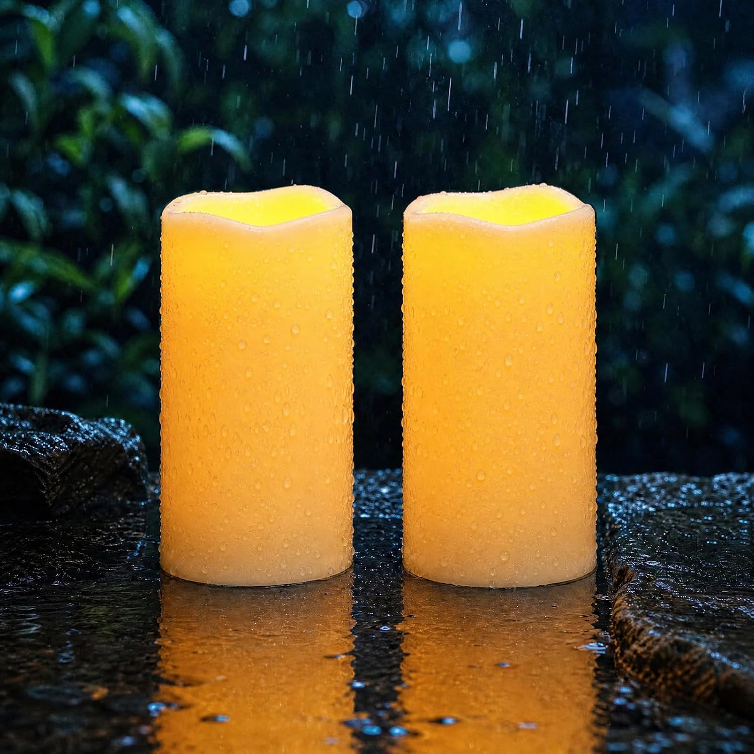Dusk to Dawn Outdoor Waterproof Flameless Candles with Auto Light Sensor, Flicke