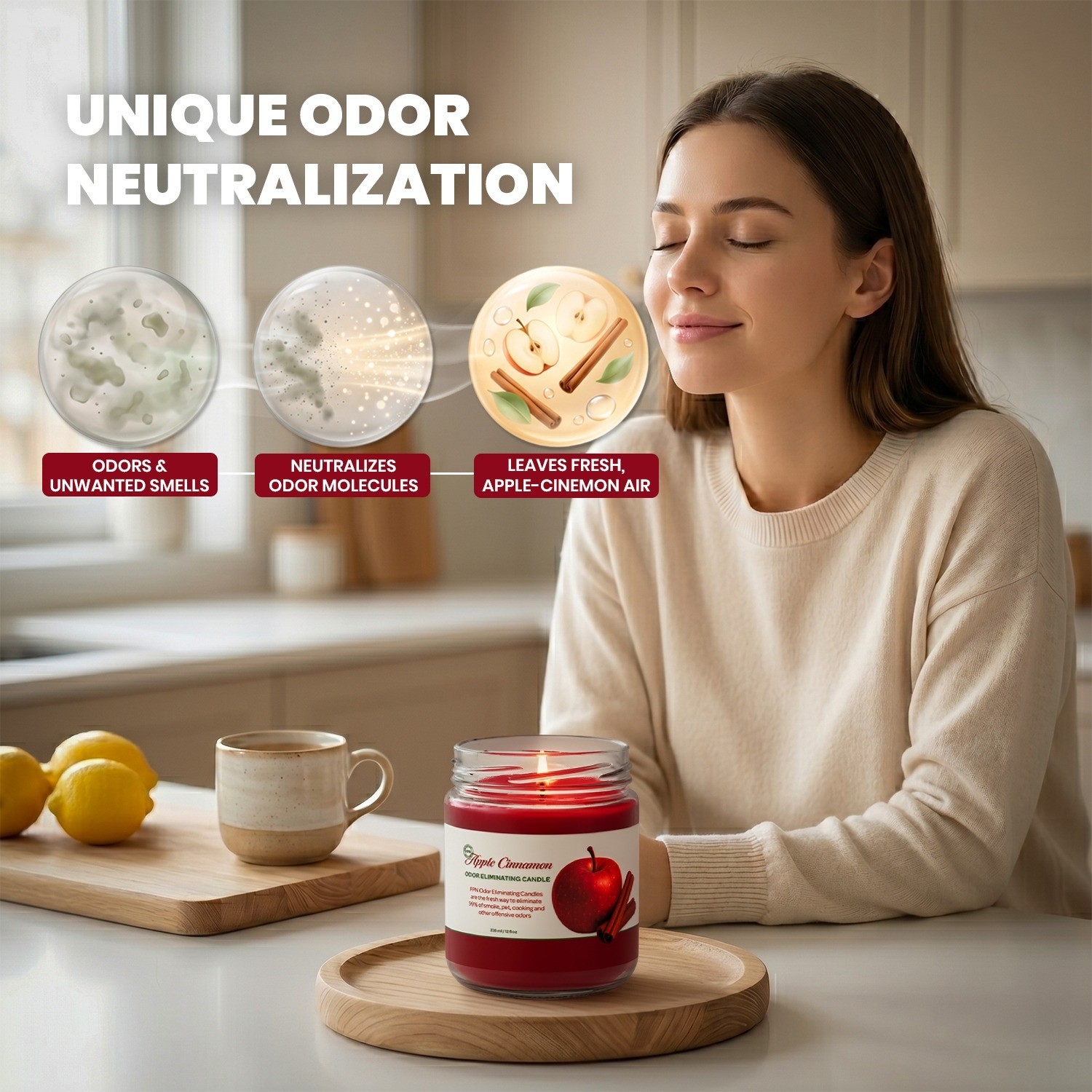 Smoke Odor Eliminating Candles Jar Apple Scented Soyawax Candles 2 Pcs – FPN