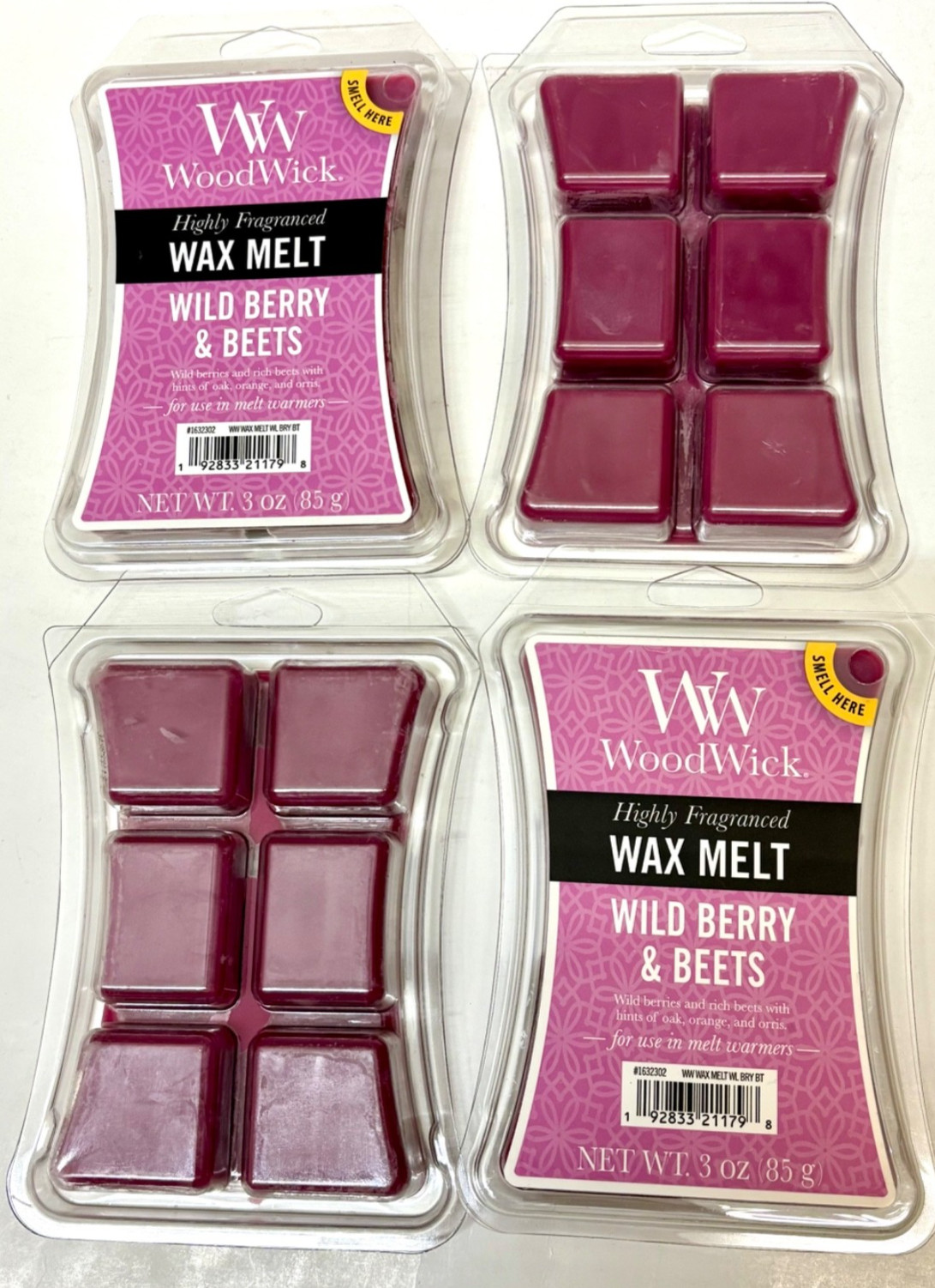 4 Pack WoodWick Highly Fragranced Wax Melts 85g. Free shipping