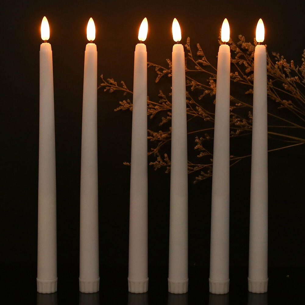 12 Pcs Flickering Flameless Taper Candles Light with Remote Control Timer Dimmer