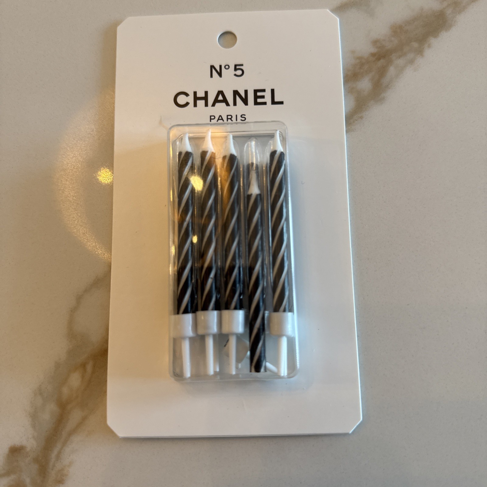 Chanel Factory No 5 Birthday Candles Set of 10 Black White New