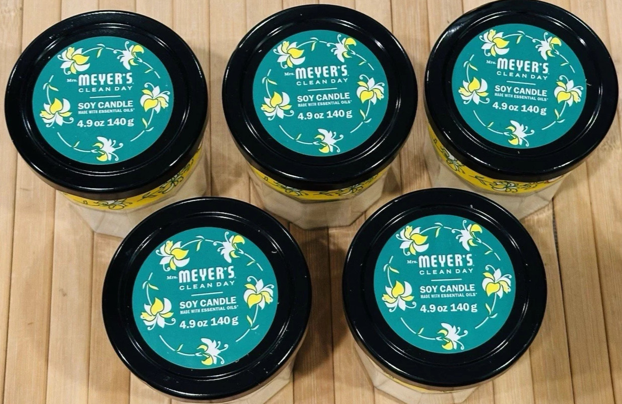 5 Pack Mrs. Meyer’s Clean Day Soy Candle Honeysuckle 4.9 Oz New Each 25 Hr Burn