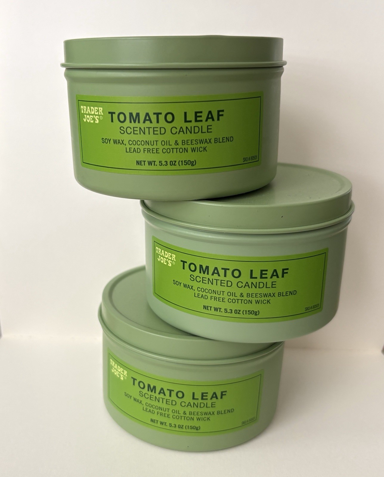 Trader Joe’s NEW SUMMER 3 Pack Tomato Leaf Scented Candle 5.3 oz Soy Wax Blend
