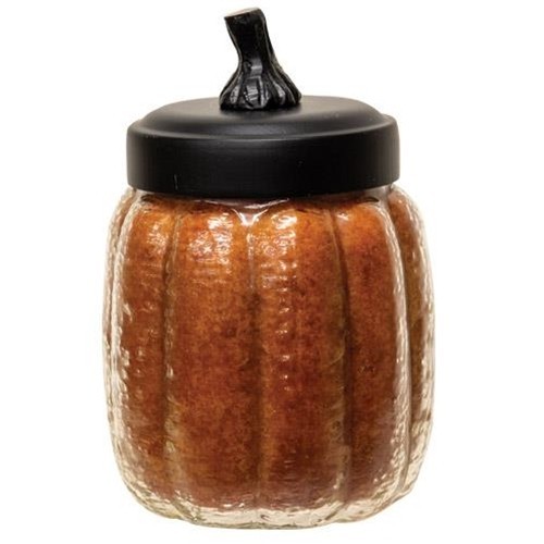 New Primitive FARMHOUSE JAR CANDLE FALL PUMPKIN PIE SCENT 15oz Orange 5.5″ T