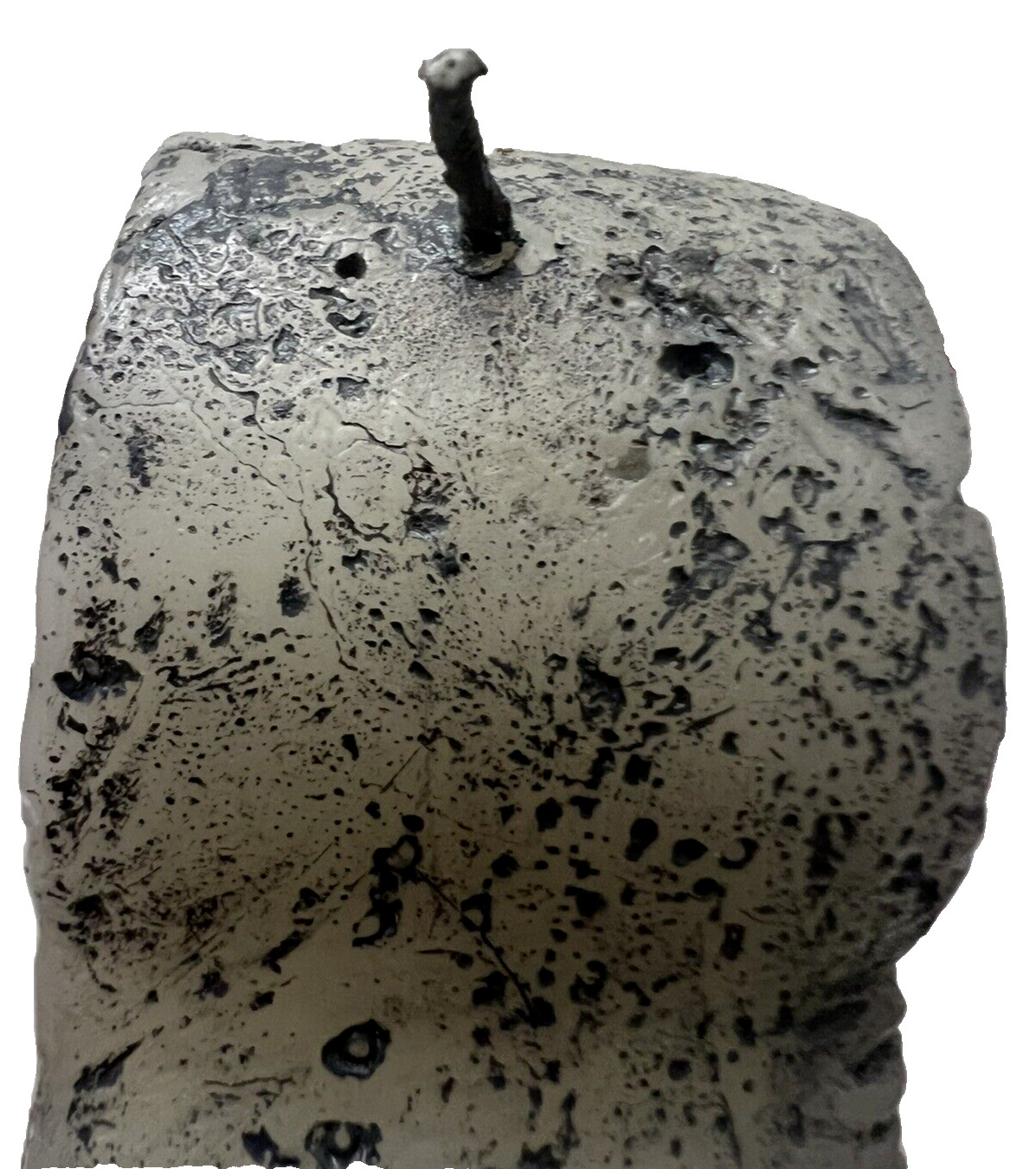 Large Vtg Halloween Tombstone Candle Skull & Bones Gothic Gray Wax Decor 8″ New
