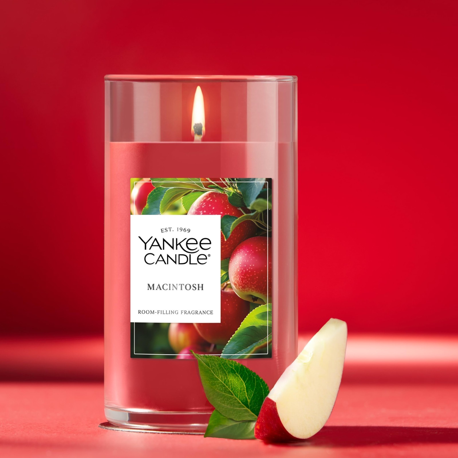 Yankee Candle Macintosh Medium Pillar Candle 14.25oz Signature 1632962 Soy Wax