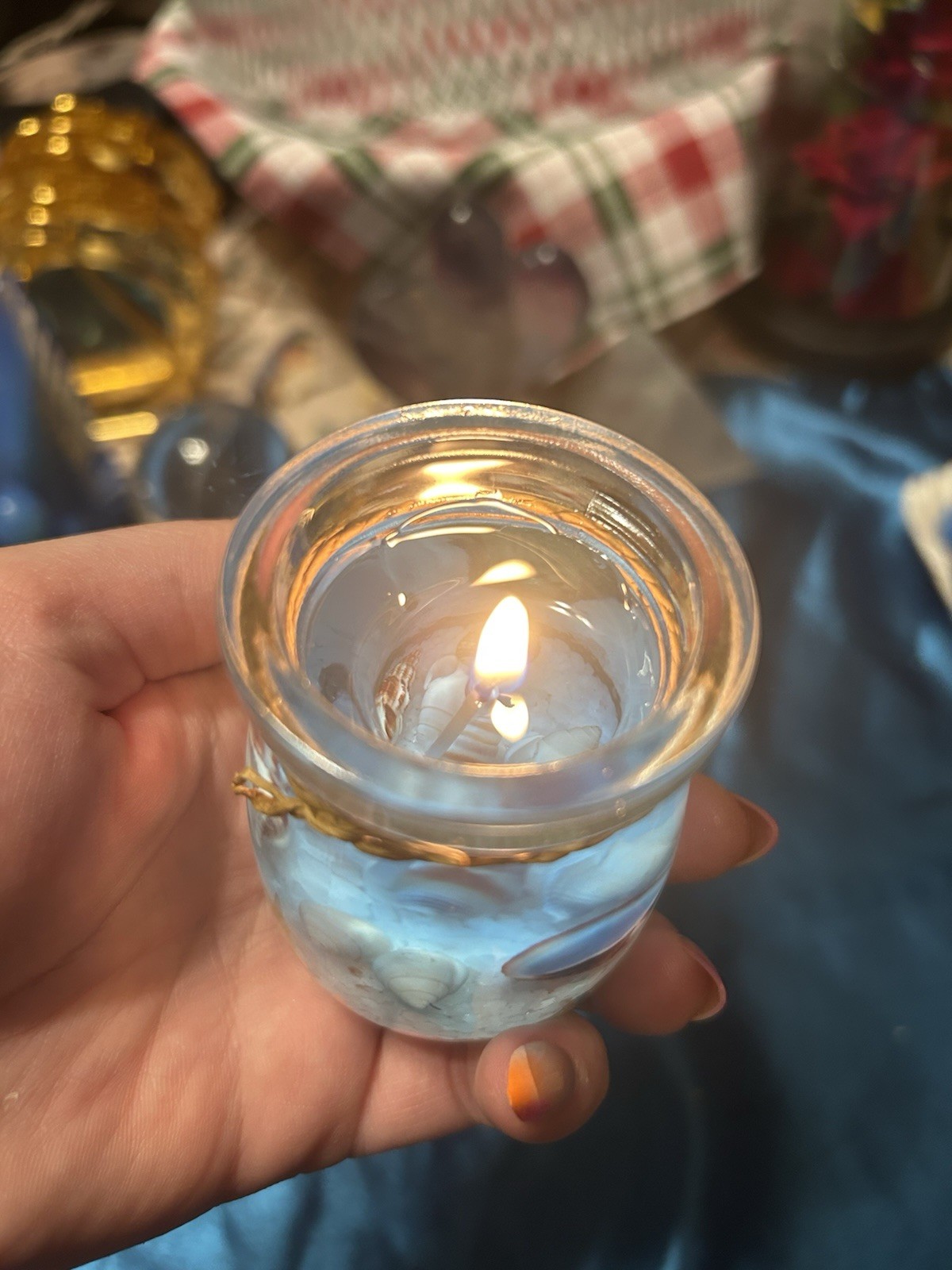 Handmade Ocean Florida Gel Candle Soy Wax Real Seashells, Sea Salt & Starfish
