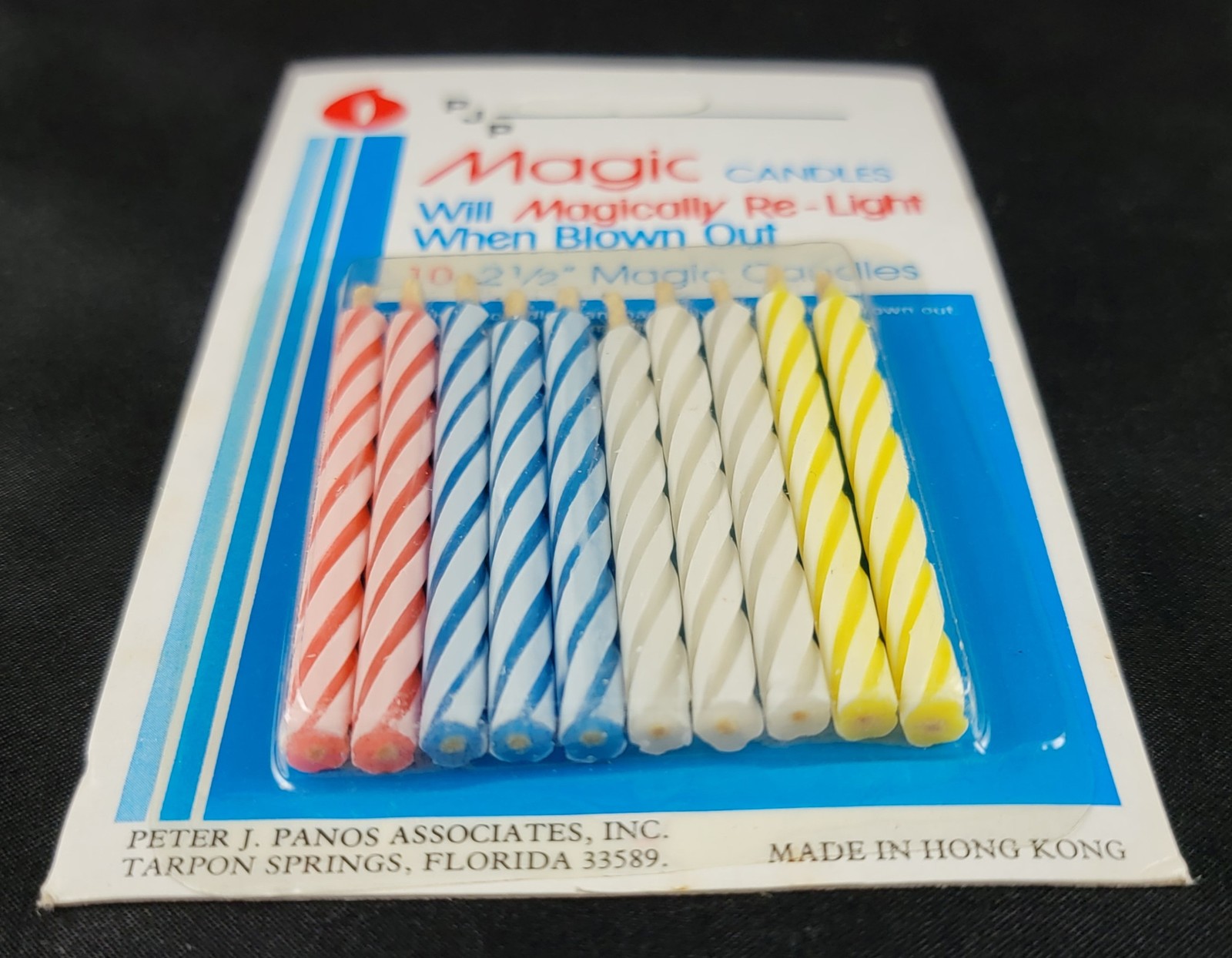 Vintage PFP Magic Re-Light Trick Birthday Candles 2.5″ Red White Blue Qty 10