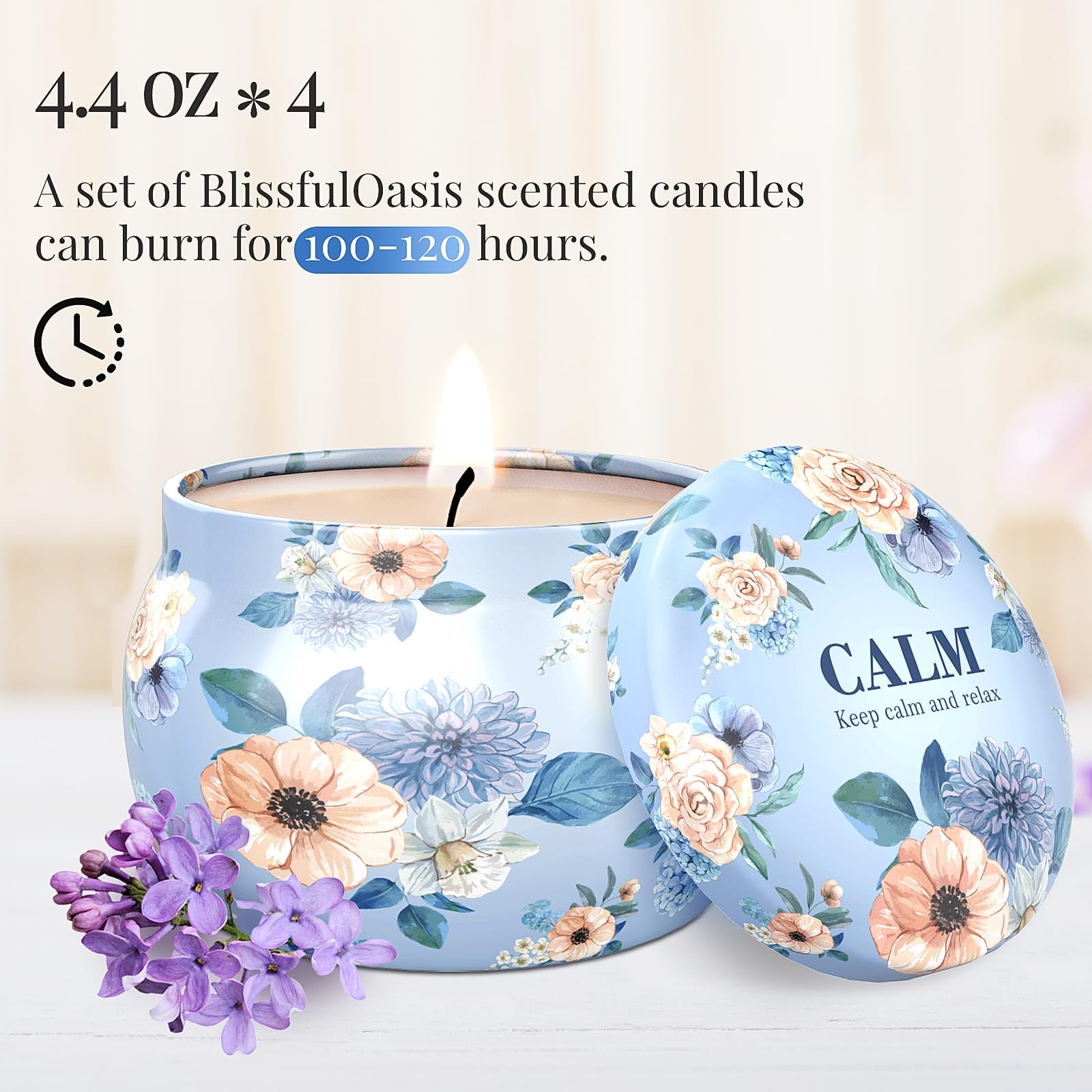 Scented Candles Set, 17.6 oz 4 Pack Home Scented Candles, 100-120 Hours Candl…
