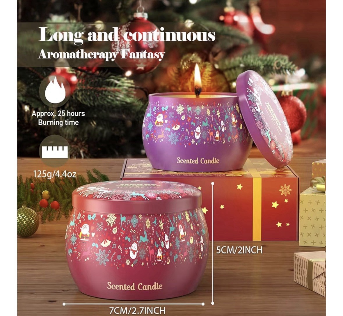 4-Pack 4.4 oz Each Aromatherapy Scented Candles Stress Relief 120 Hours Gift Set