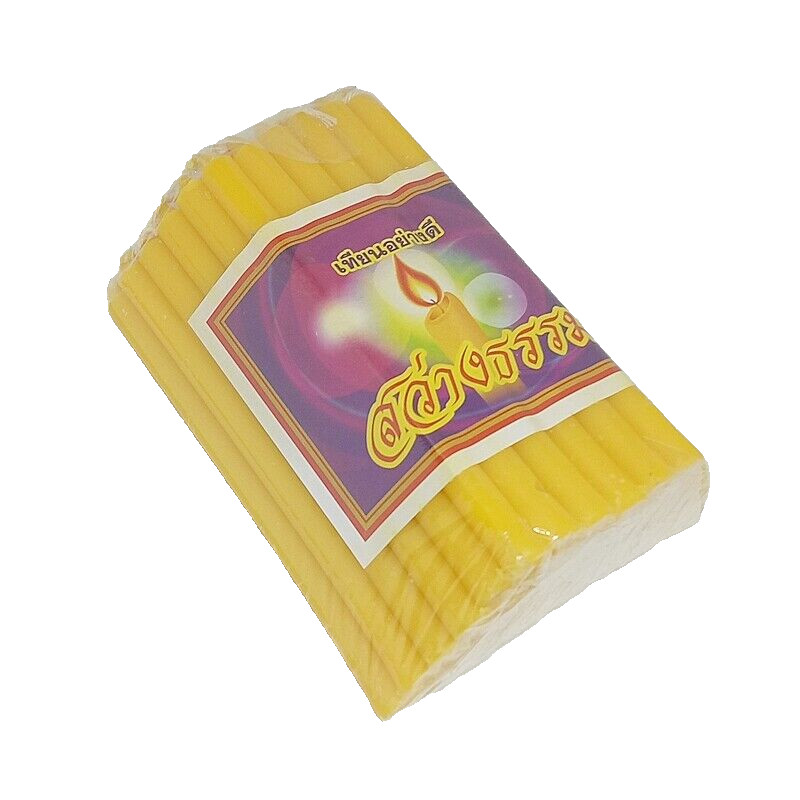 51 Sticks 1 Pack Bee Wax Candles Worship Buddha Thai Yellow Lighting Illuminated
